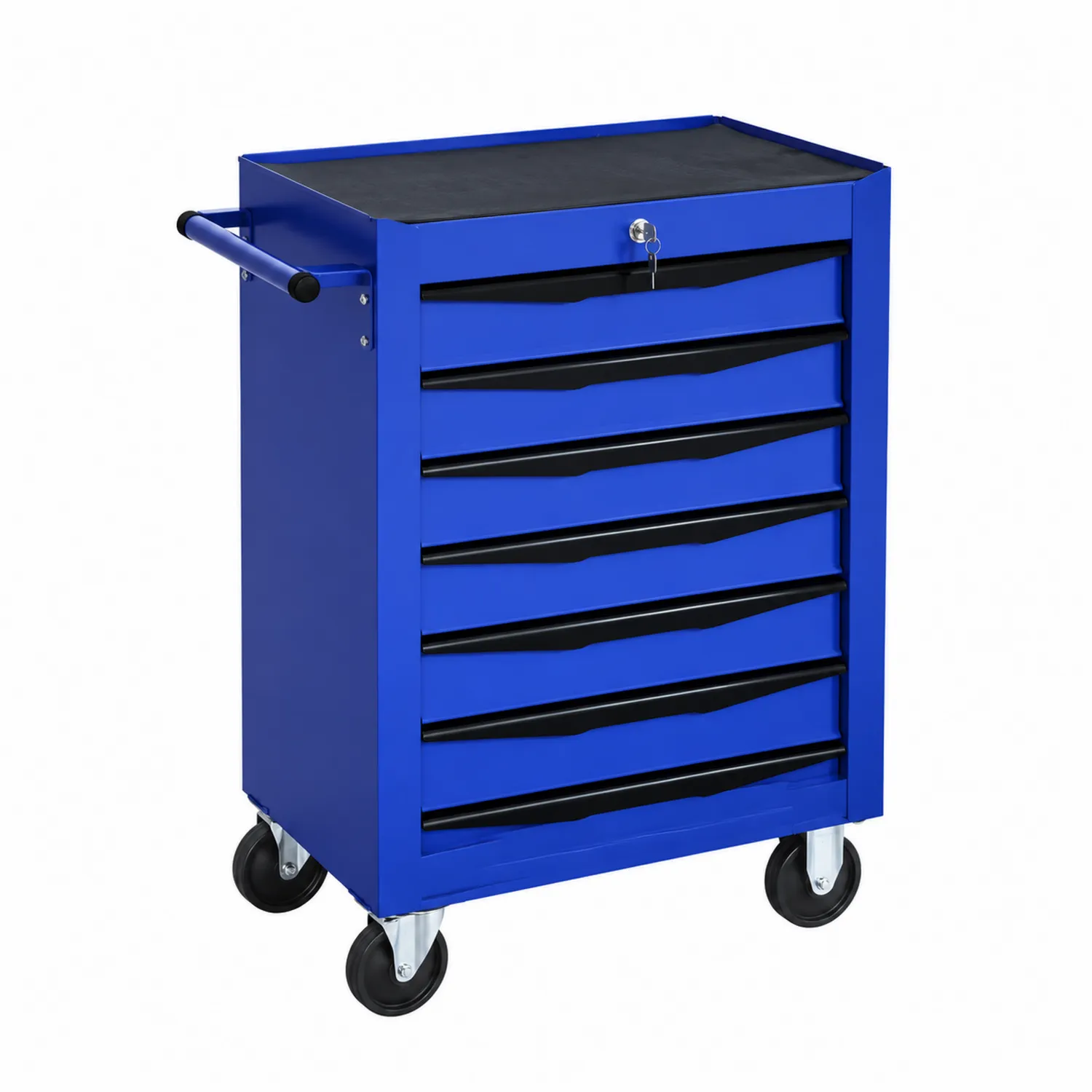 Carrello porta attrezzi in acciaio con 7 cassetti e ruote Blu