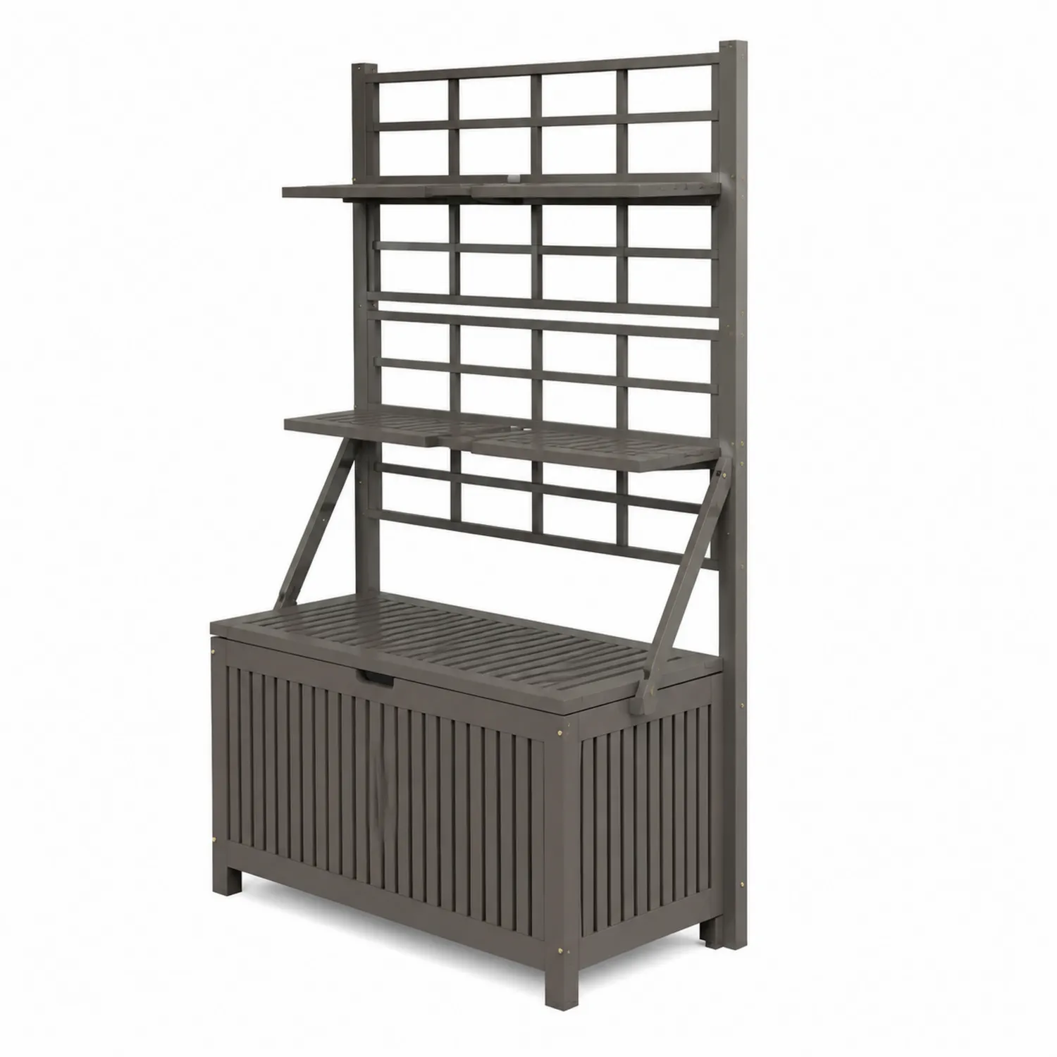 Scaffale con Contenitore in Legno Grigio