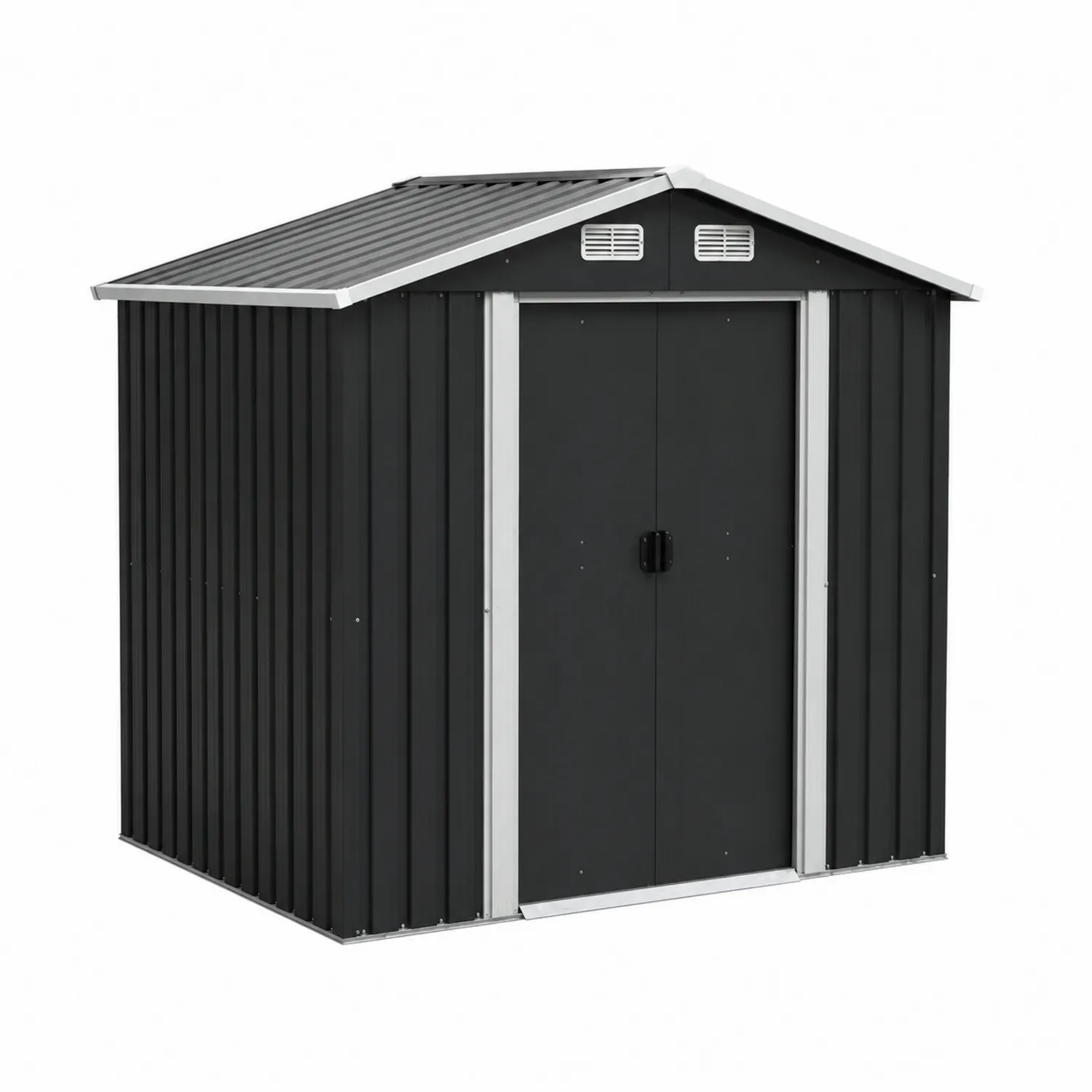 Capanno in metallo grigio con doppia porta 213x127x185 cm