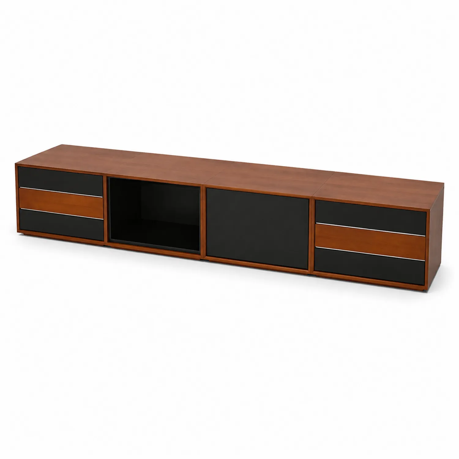 Mobile TV legno e vetro marrone e nero 180x40x35 cm