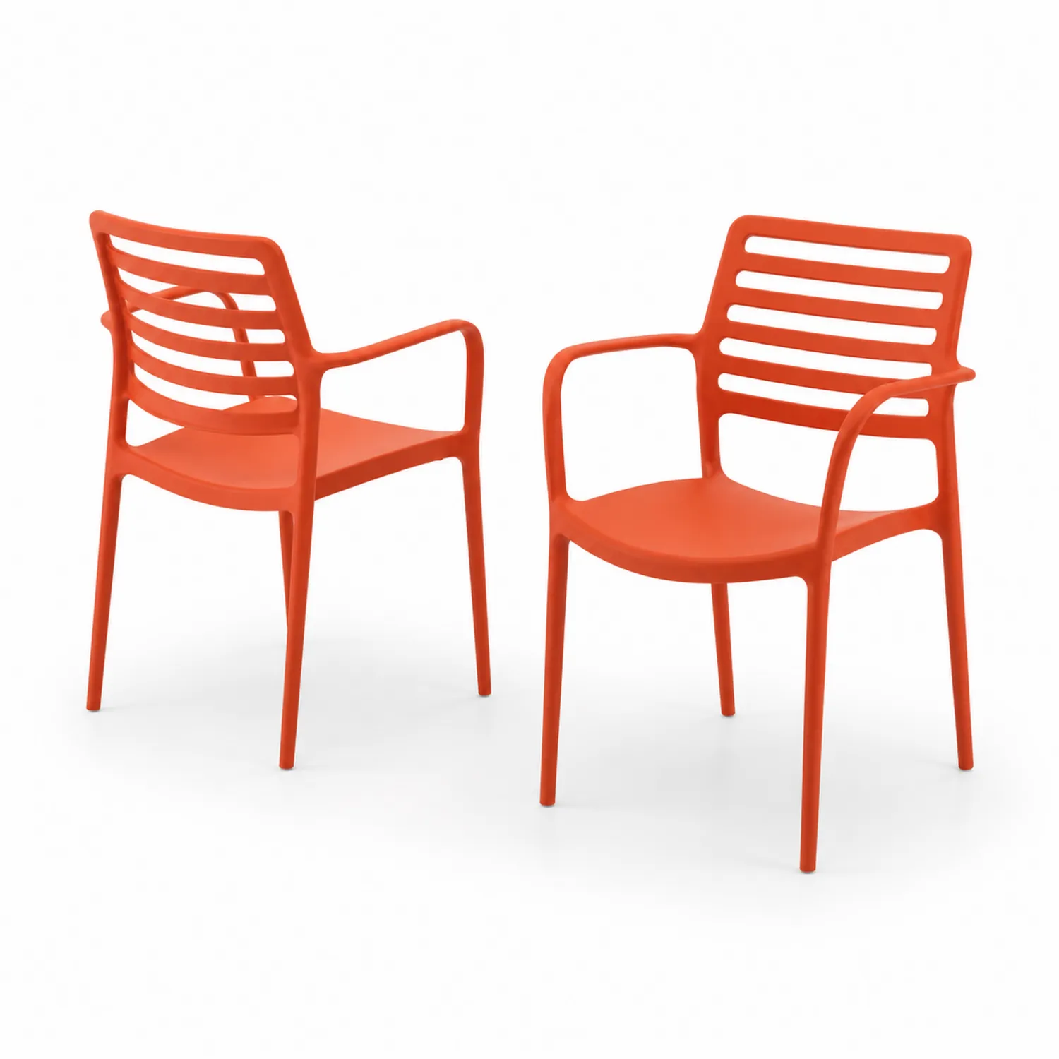 Set di 2 sedie da giardino in plastica rossa