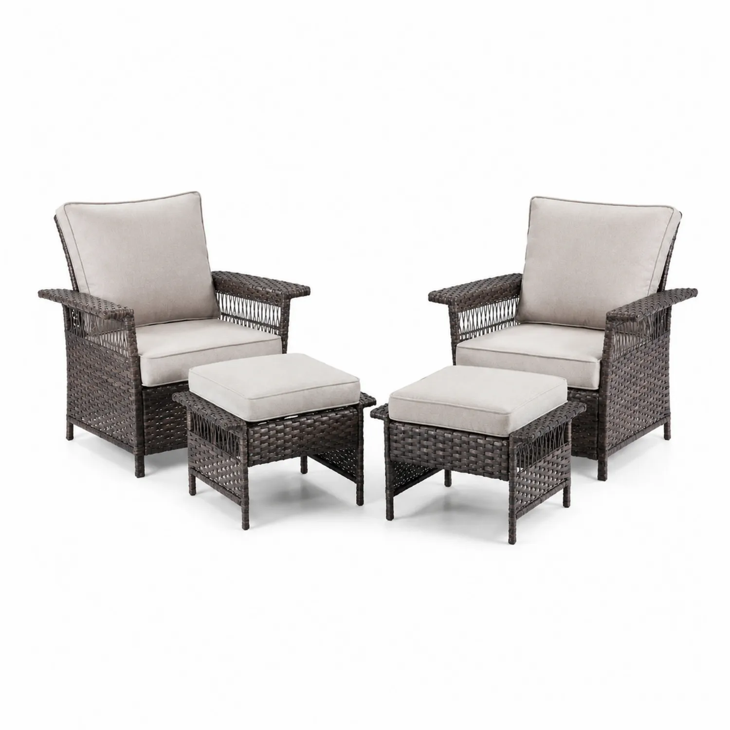 Set Poltrone da Esterno in Rattan Sintetico con Cuscini in Poliestere