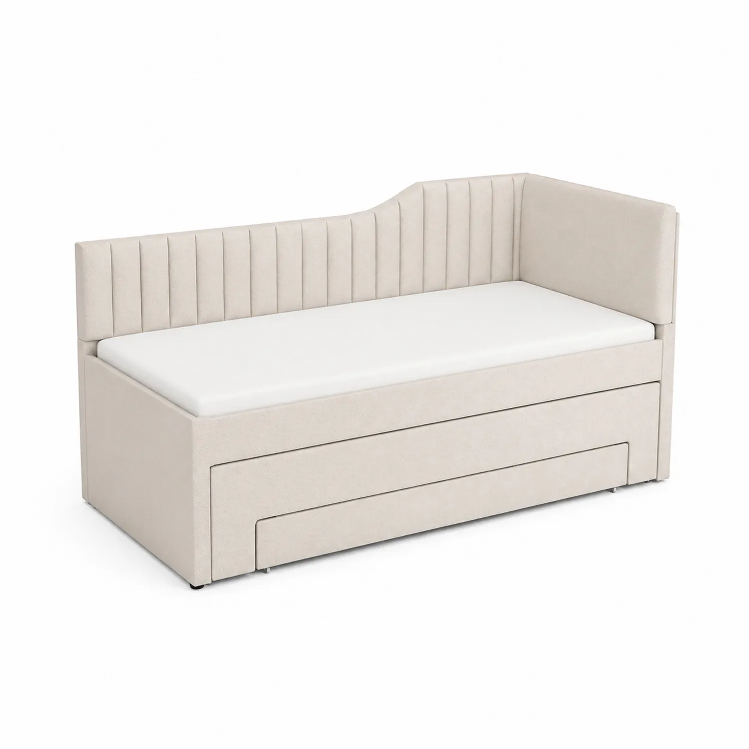Letto Contenitore Singolo in Tessuto Beige