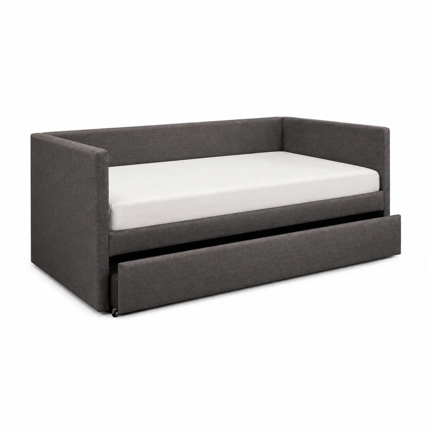 Divano Letto con Struttura in Legno e Rivestimento in Tessuto Grigio
