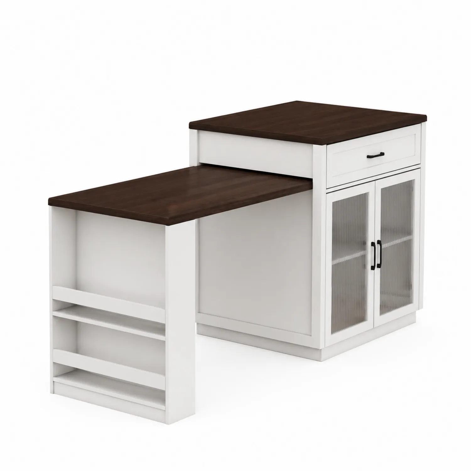 Isola da Cucina Bianco con Piano in Legno di Pino