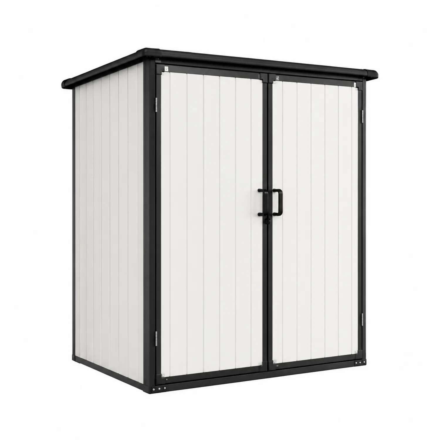 Capanno portaoggetti in plastica bianco e nero 150x75x190 cm