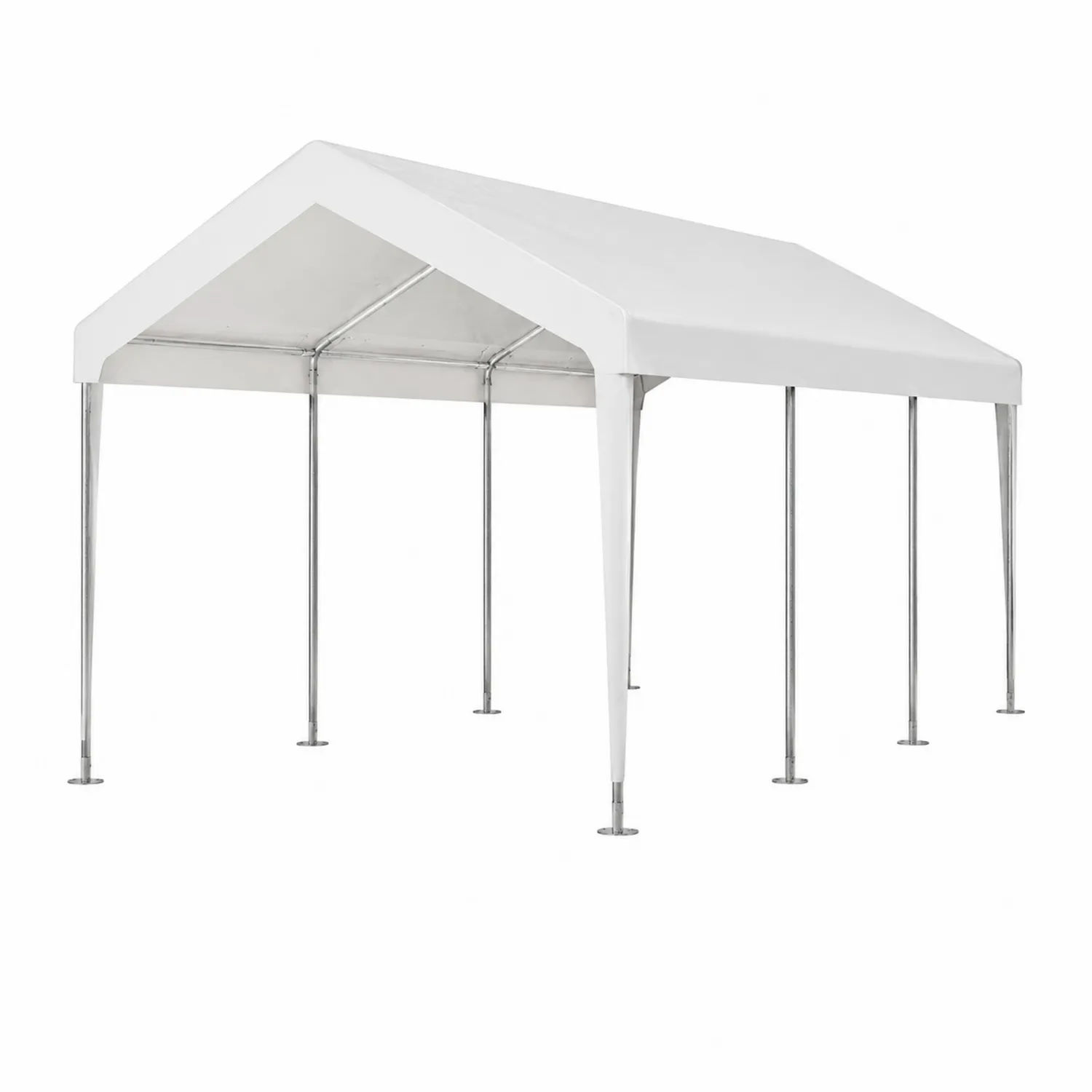 Tettoia per Auto in Acciaio e Tessuto Poliestere Bianco 300x600 cm