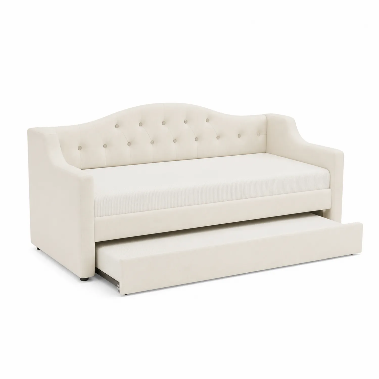 Divano letto convertibile in tessuto crema