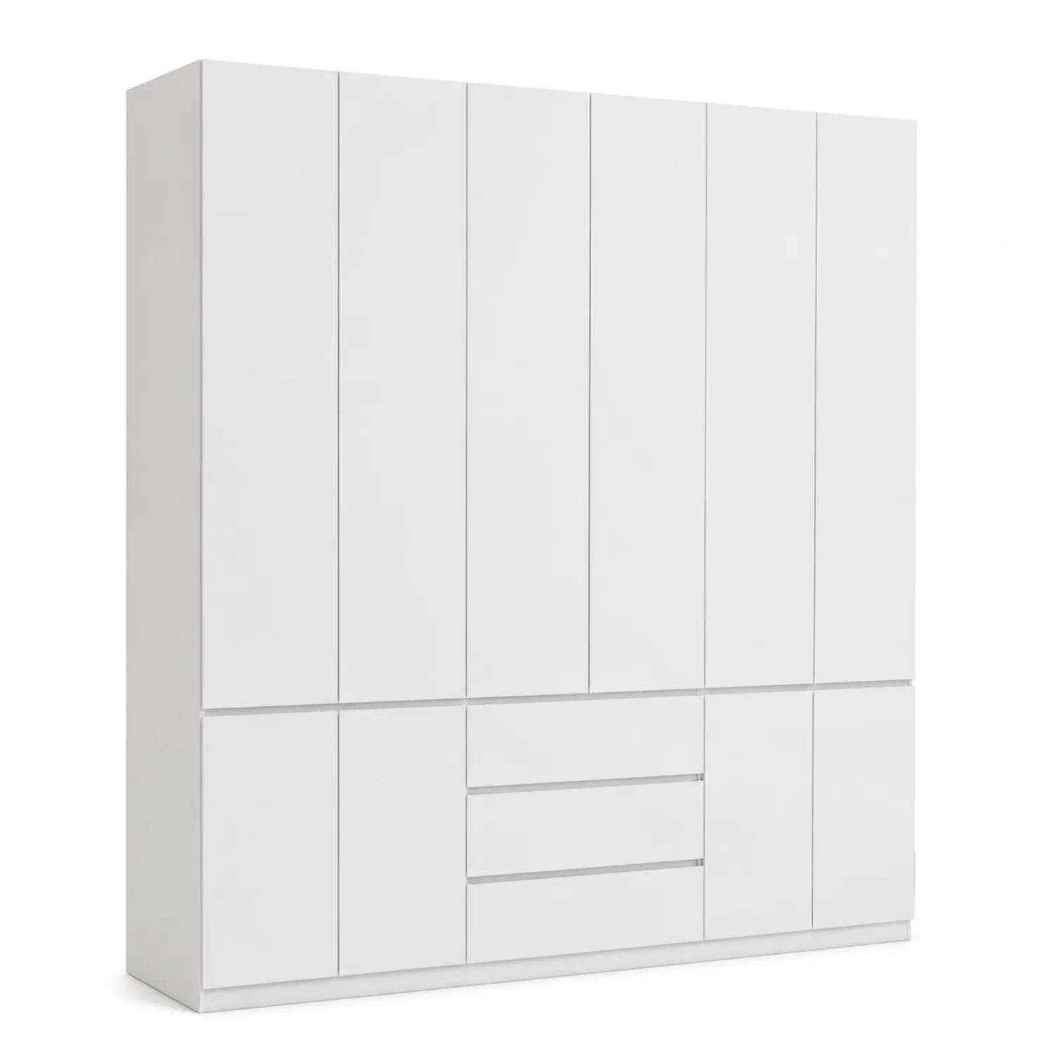 Armadio bianco in legno composito con ante e cassetti