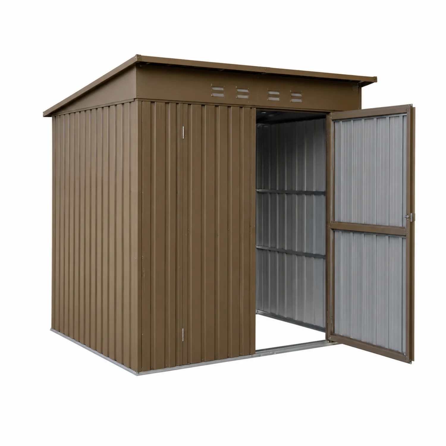 Capanno portaoggetti in metallo marrone con doppia porta 213x130x185 cm