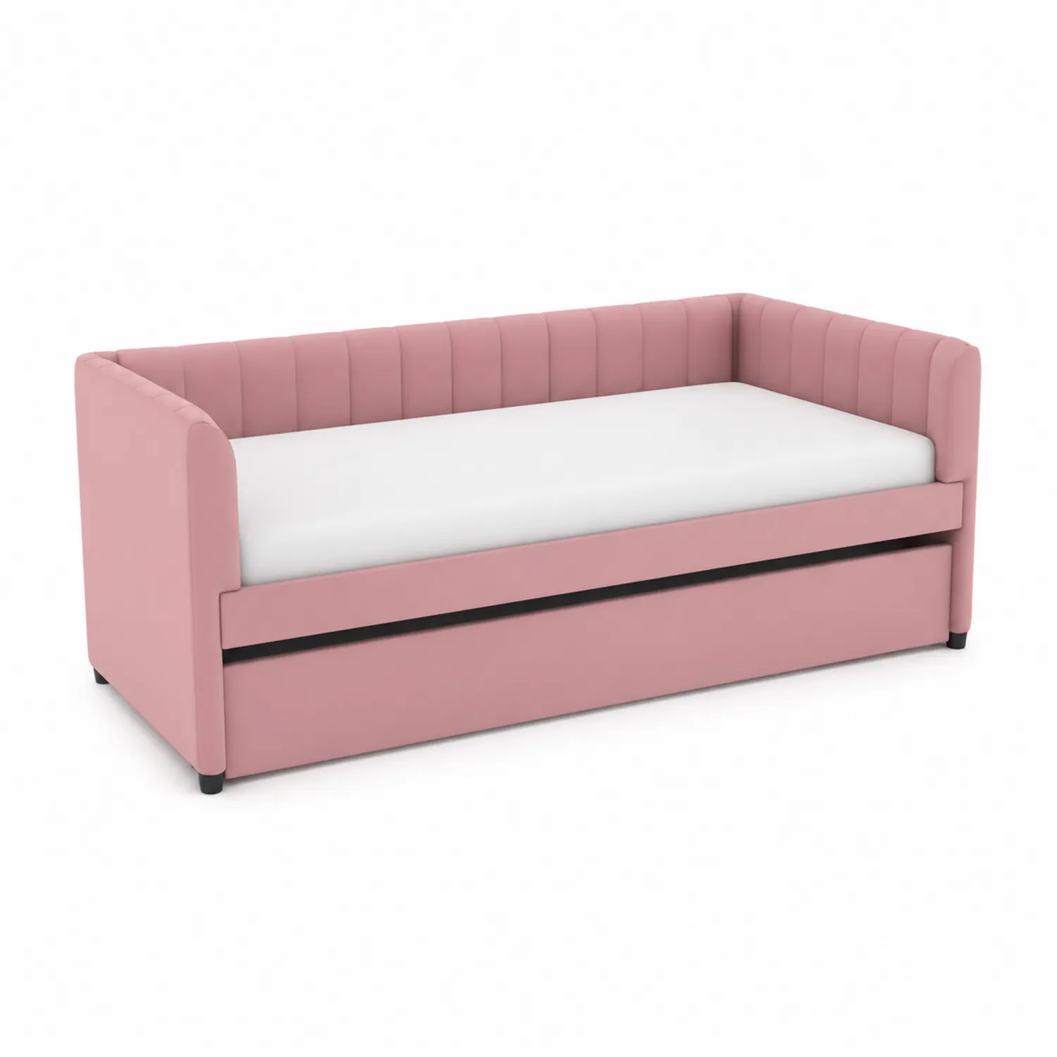 Divano Letto in Velluto Rosa con Letto Estraibile