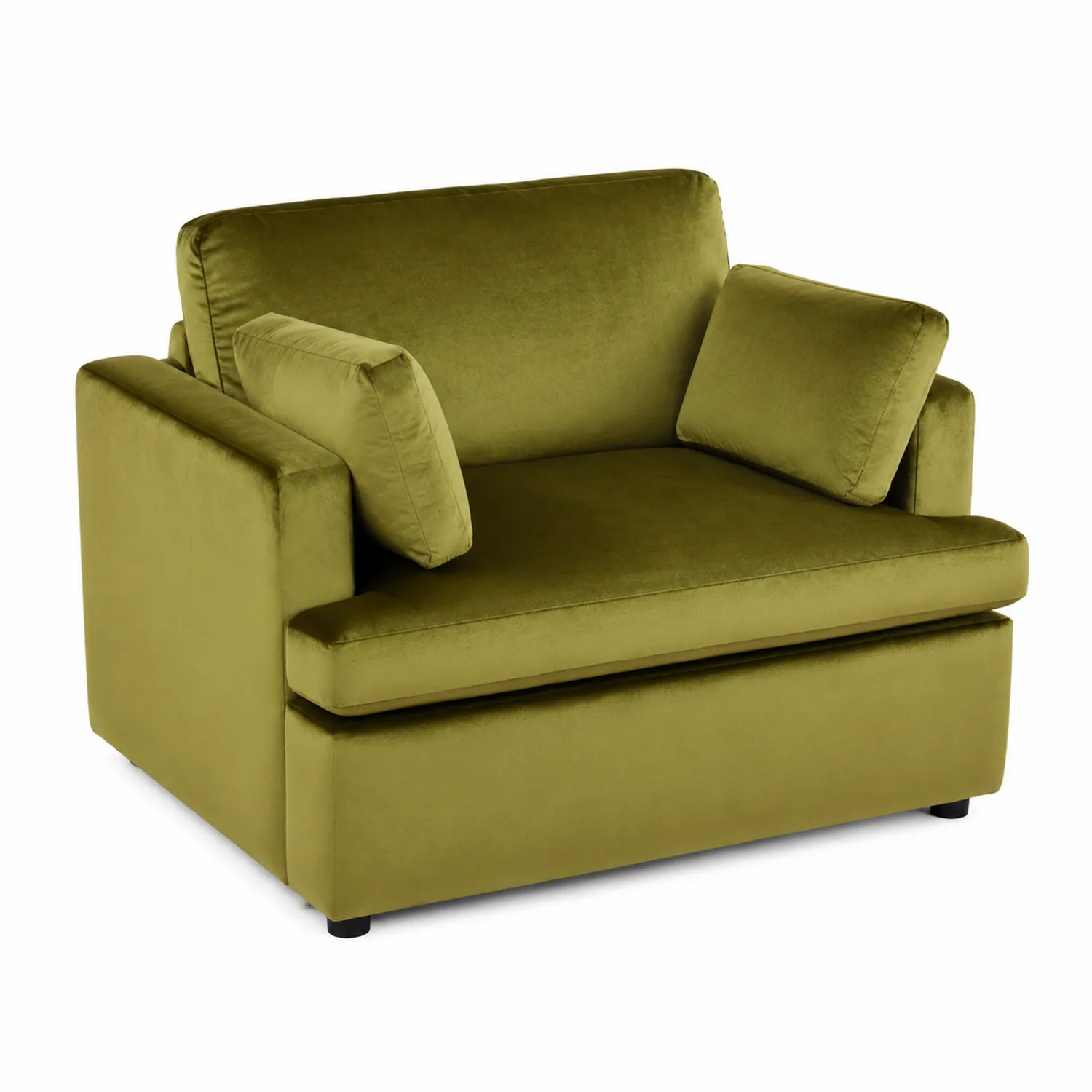 Poltrona in velluto verde con cuscini
