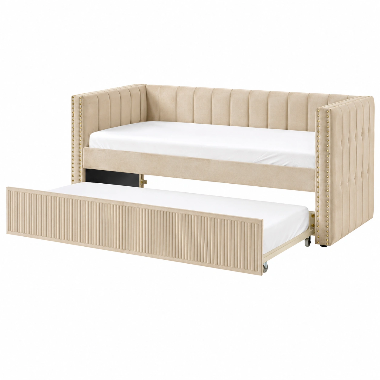Sofa cama Beige con detalles decorativos-furnmelo