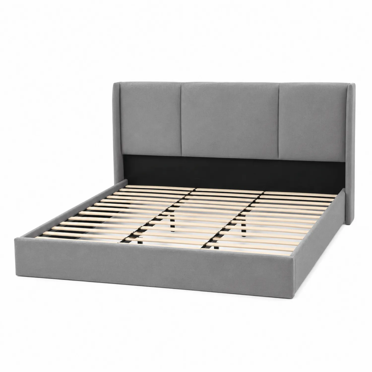 Cama tapizada de poliéster gris 200x160 cm