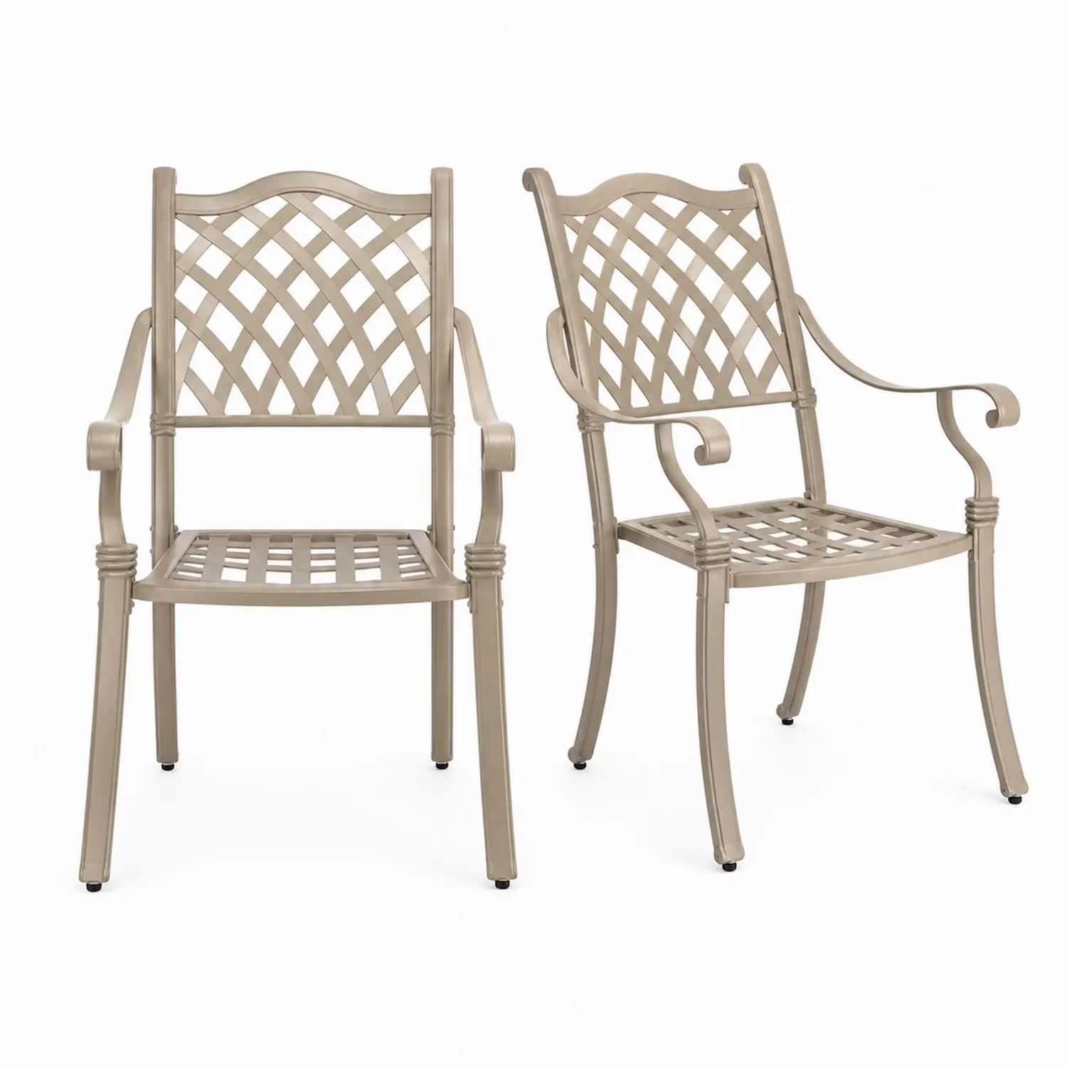 Juego de 2 sillas de jardín de metal beige