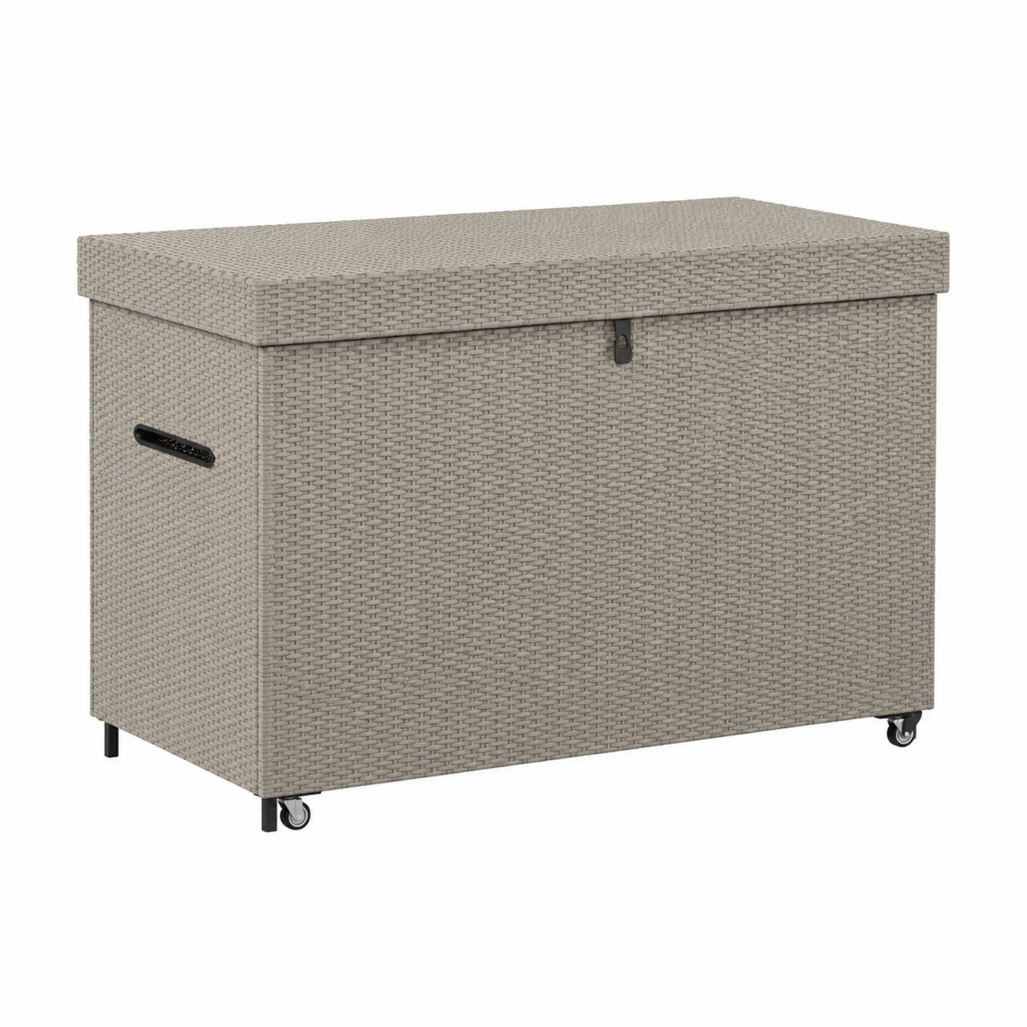 Baúl de Almacenamiento de Ratán Sintético Gris con Ruedas 120x55x60 cm