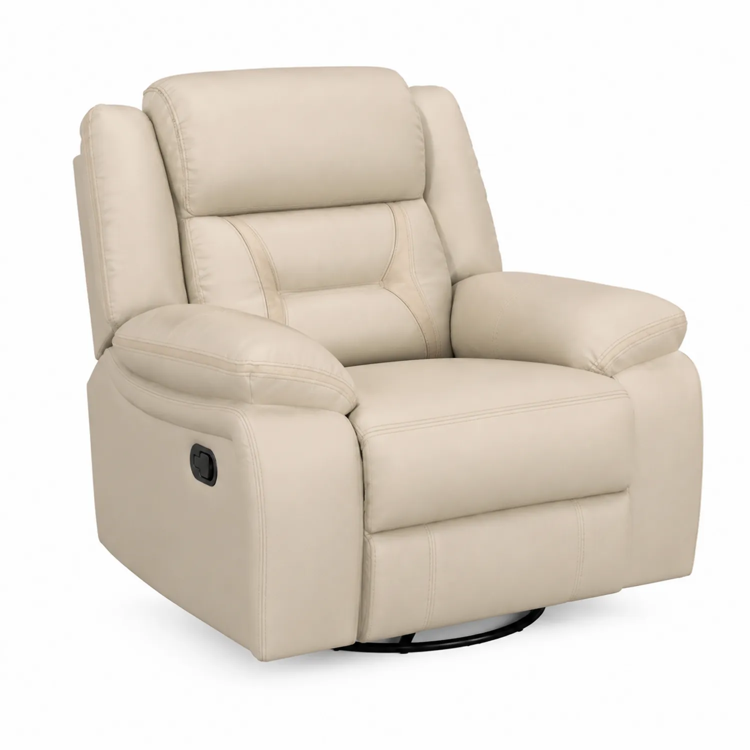 Sillón reclinable giratorio de cuero sintético beige