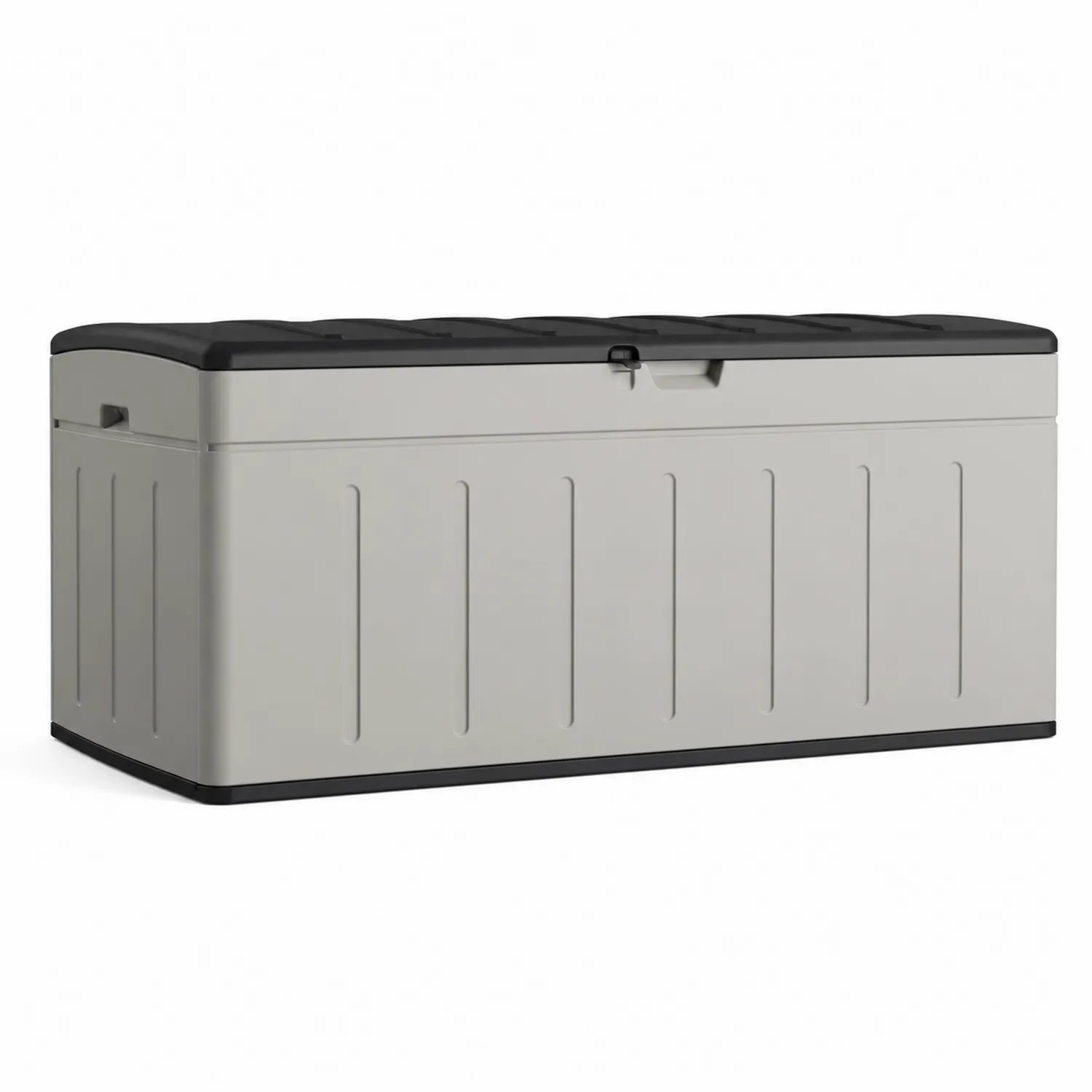 Baúl de almacenamiento de plástico resistente gris y negro