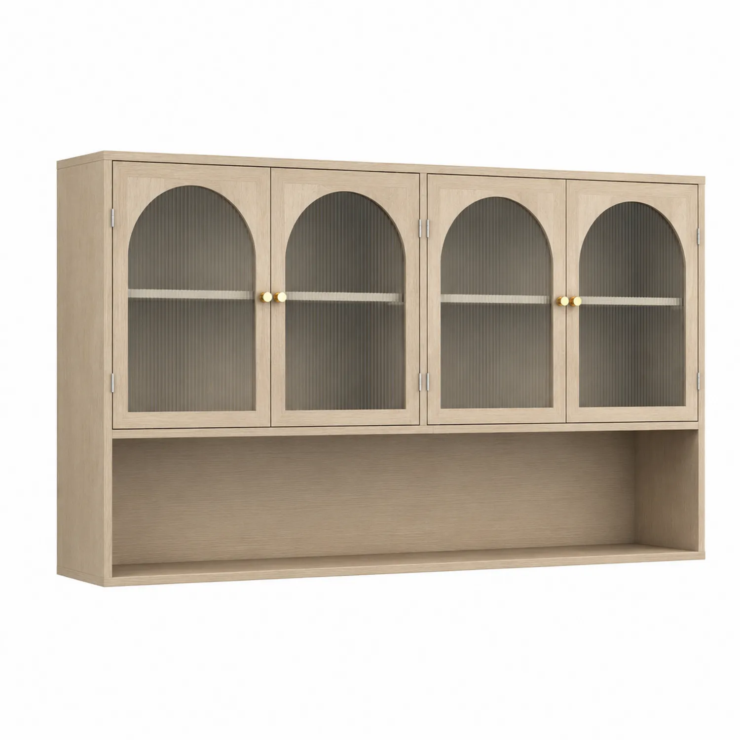 Armario de madera con puertas de vidrio templado acanalado