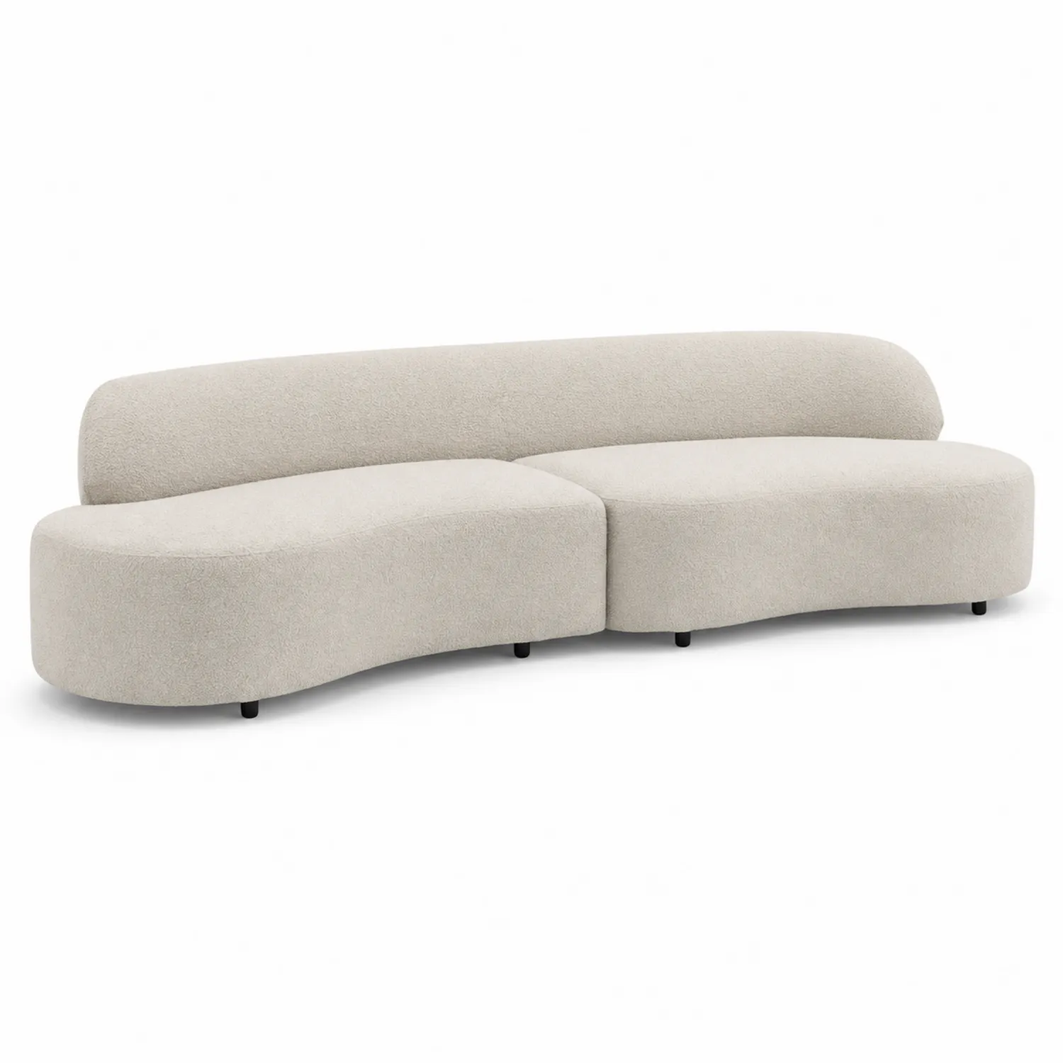 Sofá modular curvo de poliéster beige 300x100x75 cm