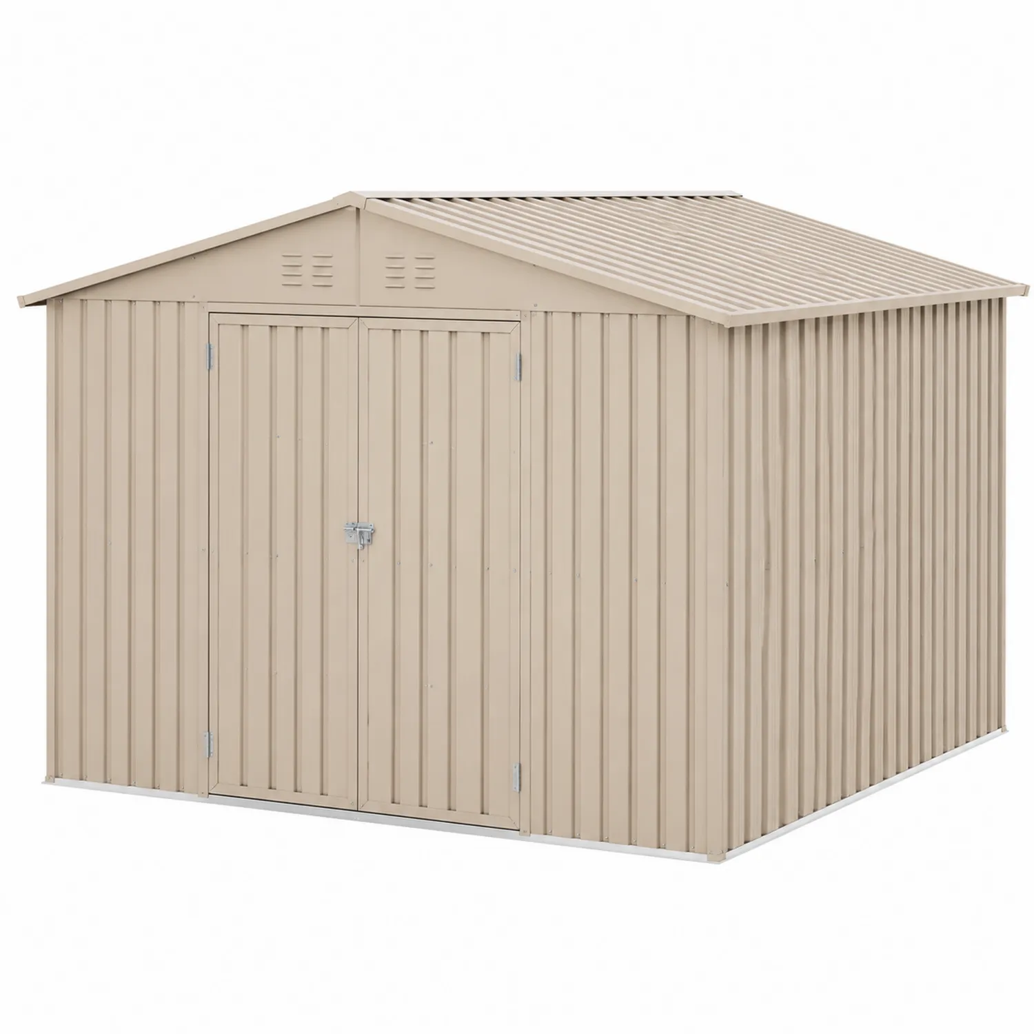 Cobertizo de metal con techo a dos aguas 310x260x210 cm Beige
