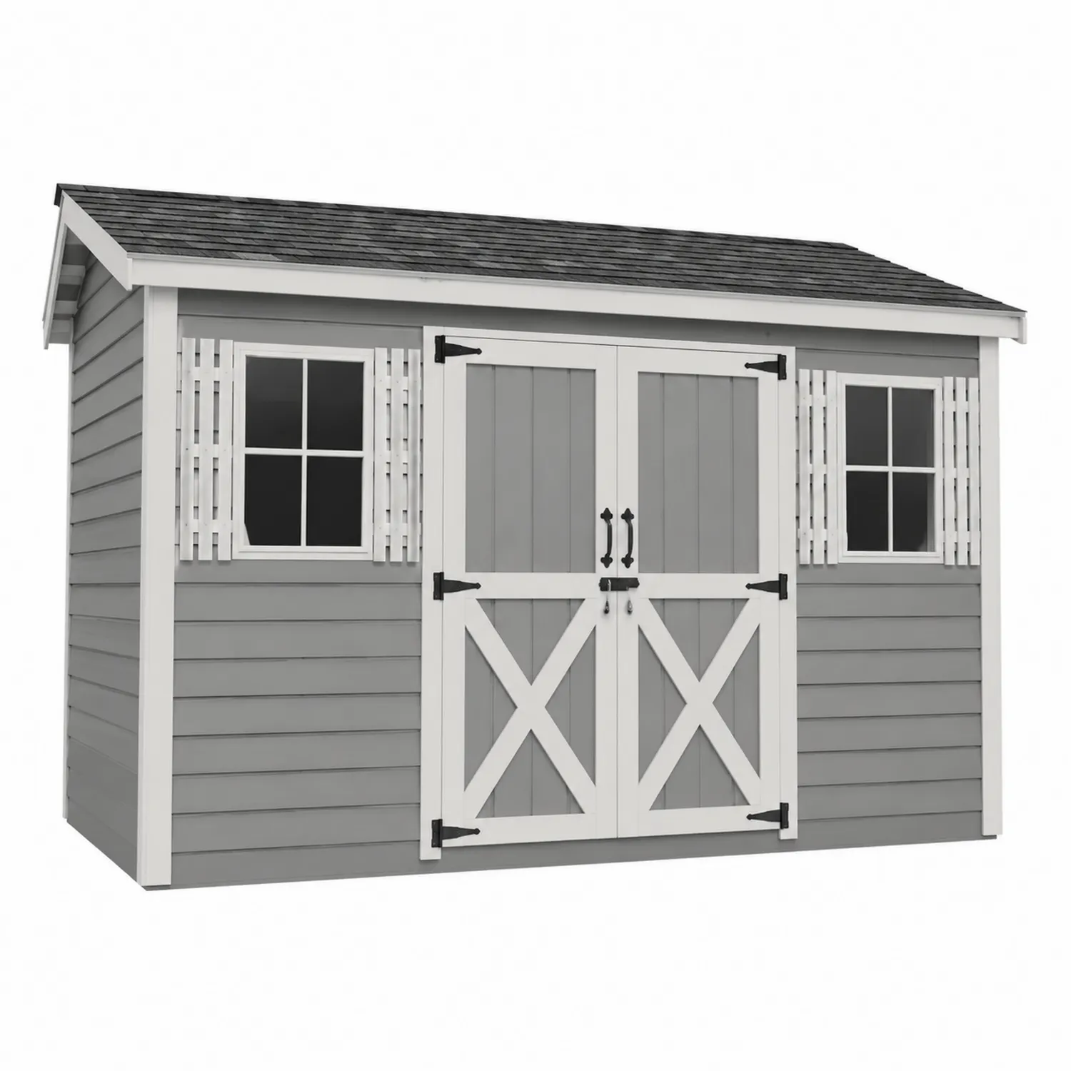 Cobertizo de Madera Compuesta con Techo de Tejas Asfálticas 3x2.5m Gris/Blanco