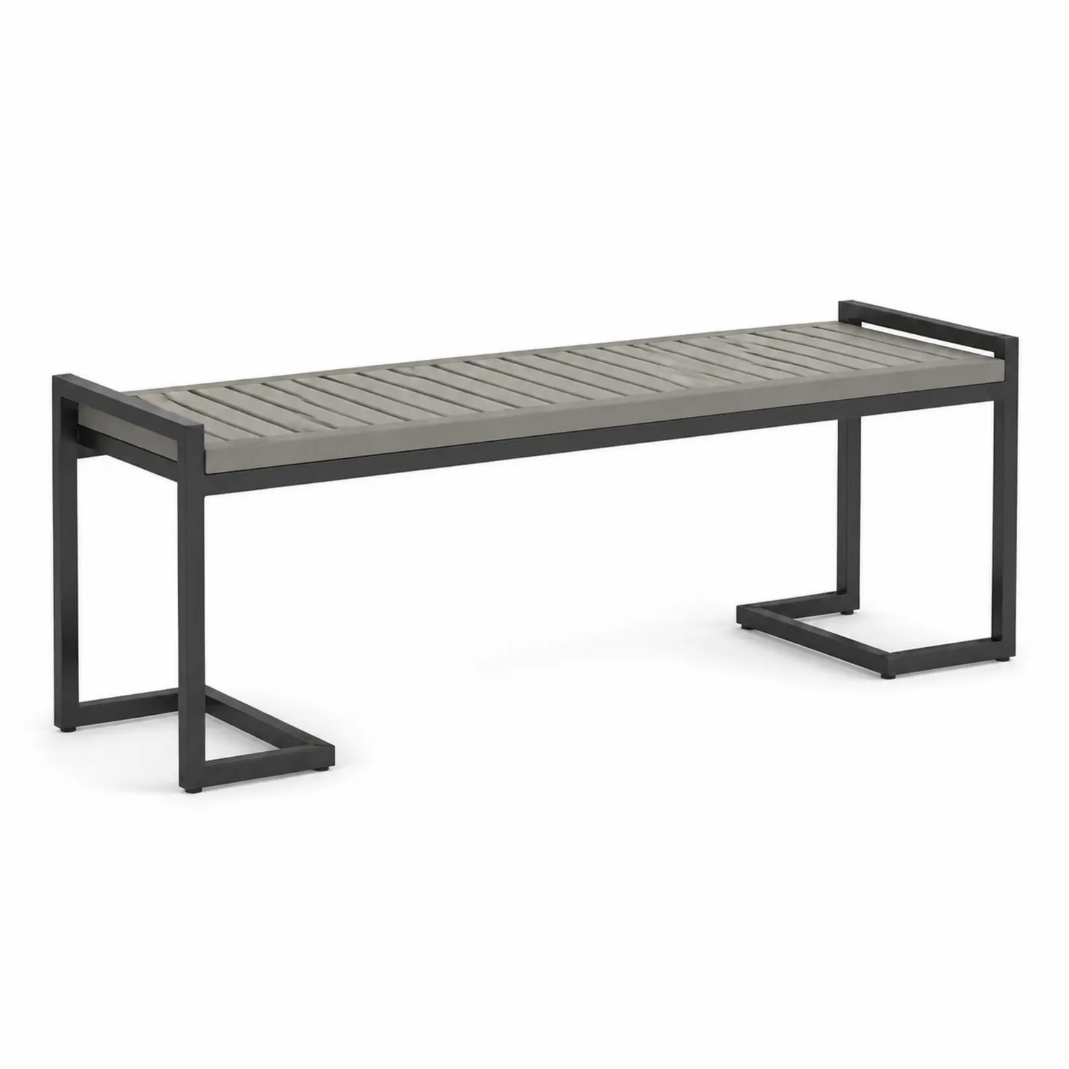 Banco de madera y acero gris 180x38x45 cm