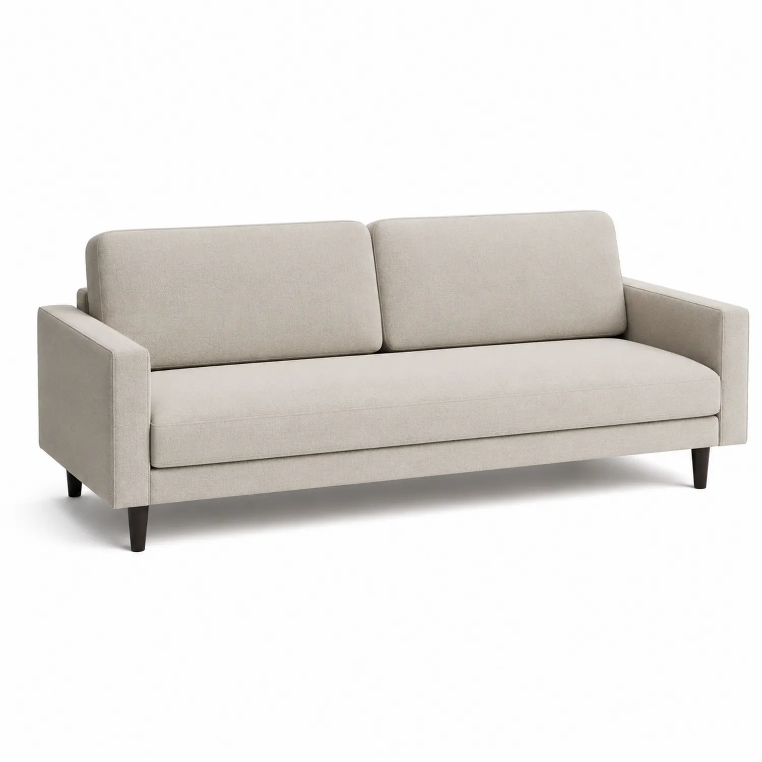 Sofá de tela beige con patas de madera maciza 200x80x75 cm