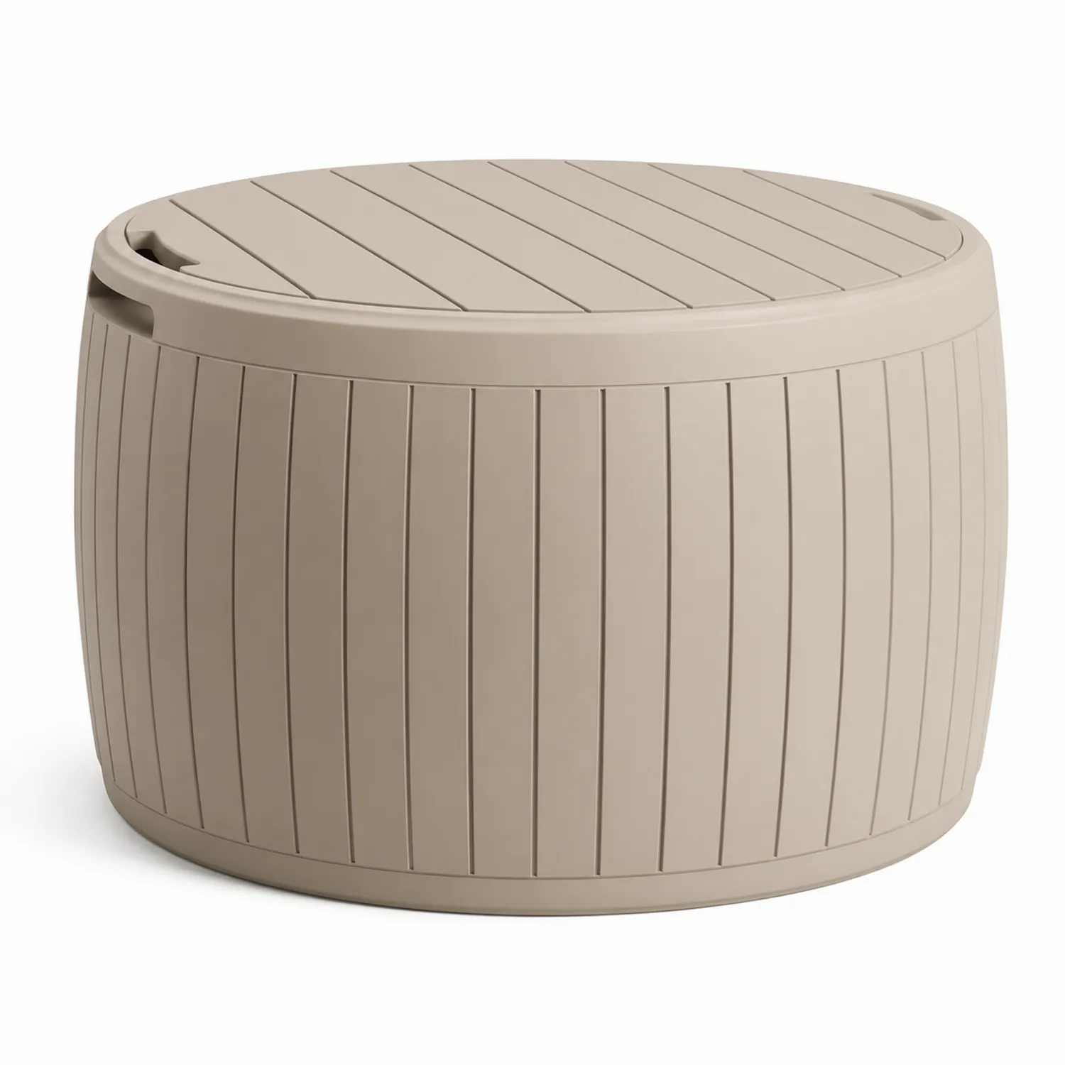 Contenedor redondo de plástico beige 57x39 cm