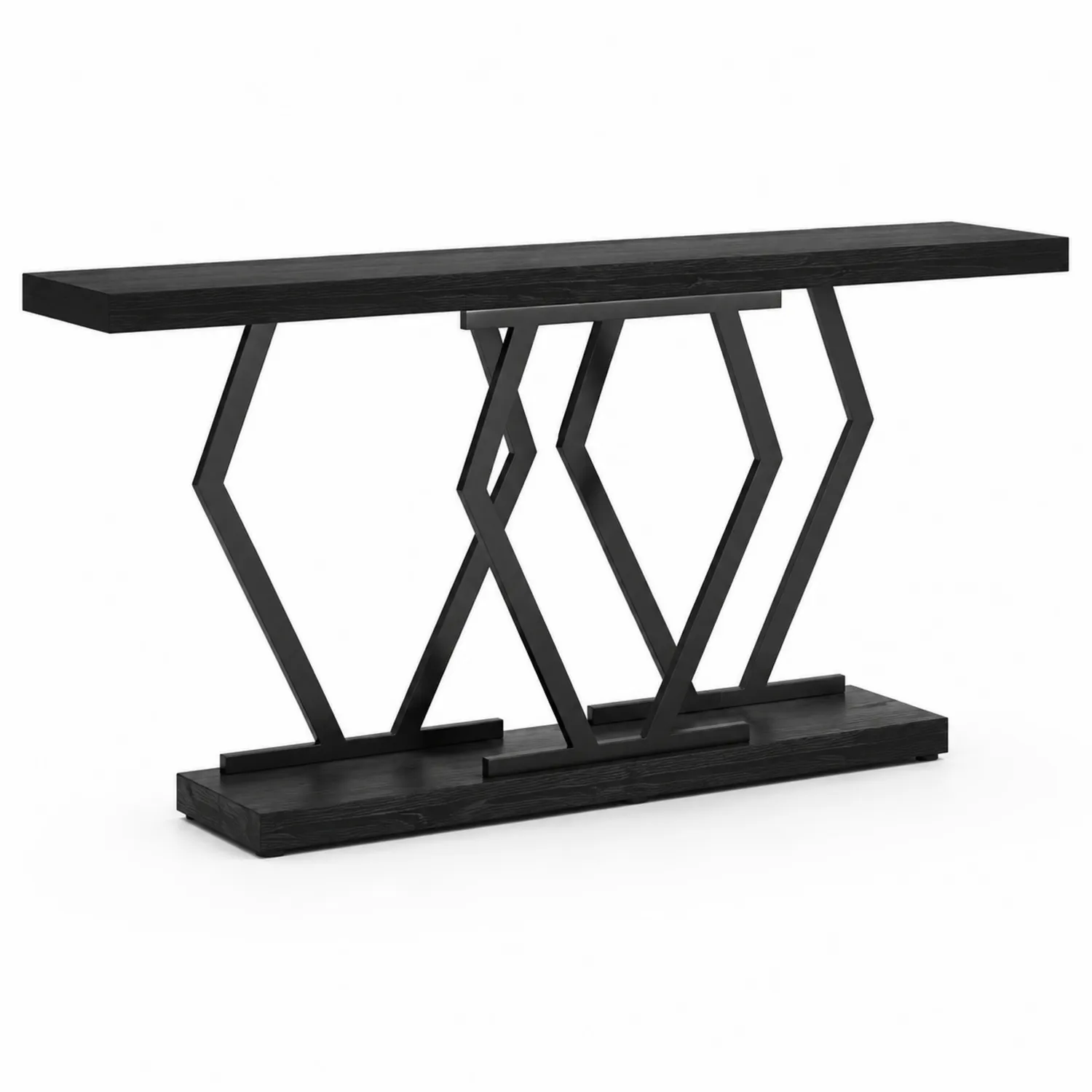 Mesa consola de metal y madera negra