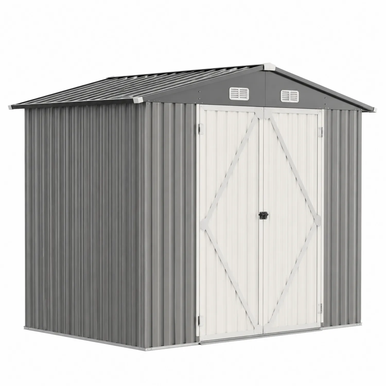Cobertizo de acero galvanizado Gris/Blanco 213x130x173 cm