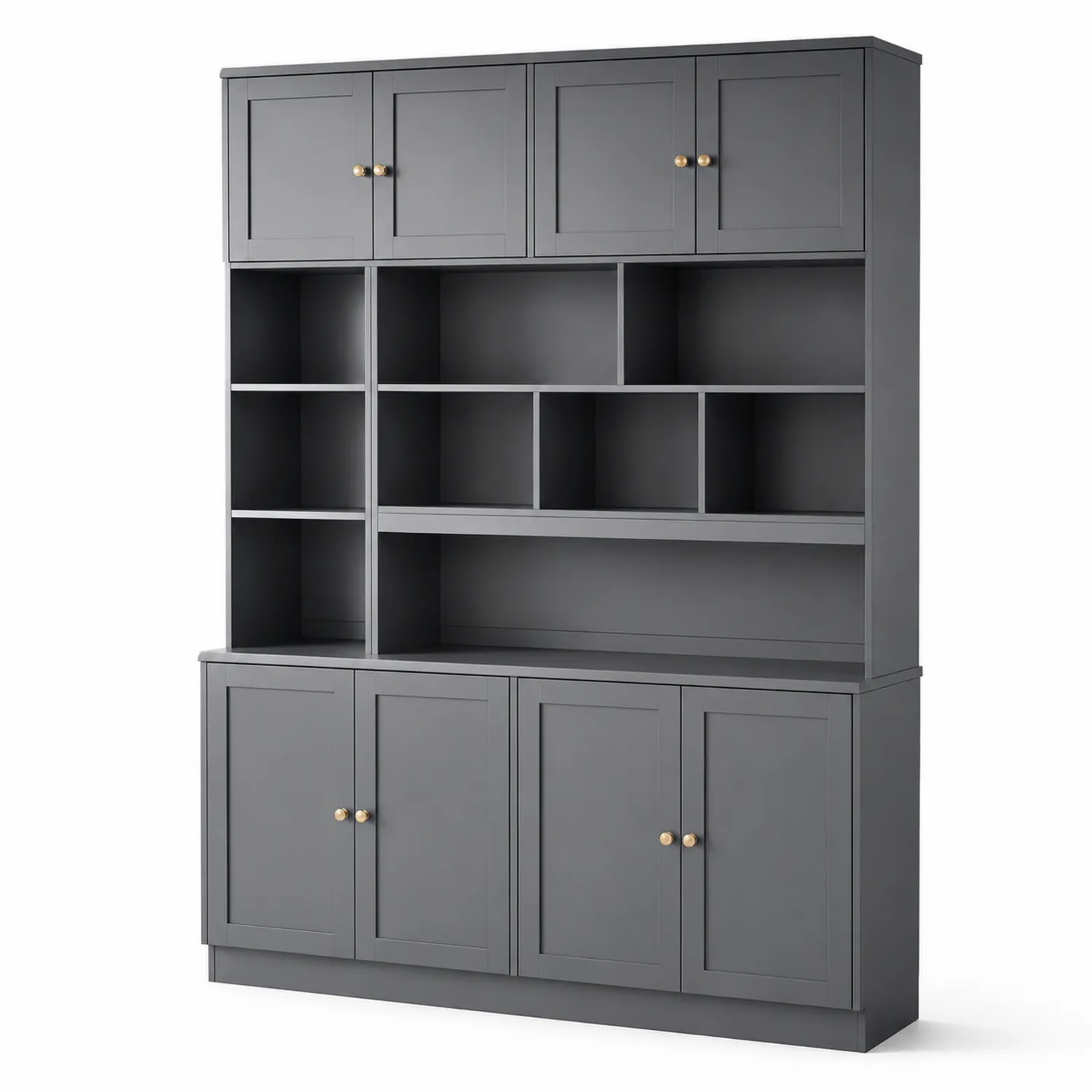 Estantería de MDF Gris con Puertas y Compartimentos 150x40x200 cm