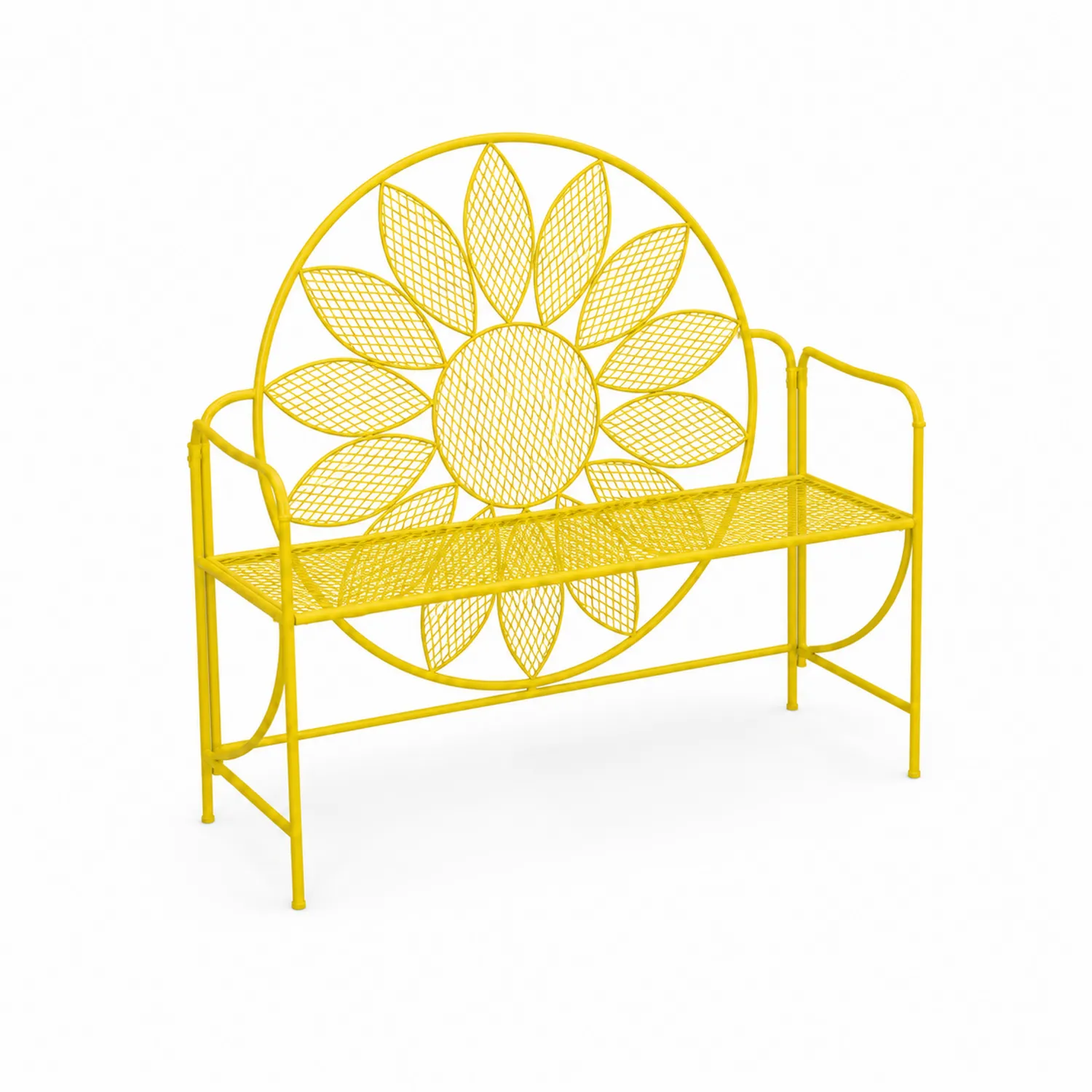 Banco de Metal Amarillo con Diseño de Girasol