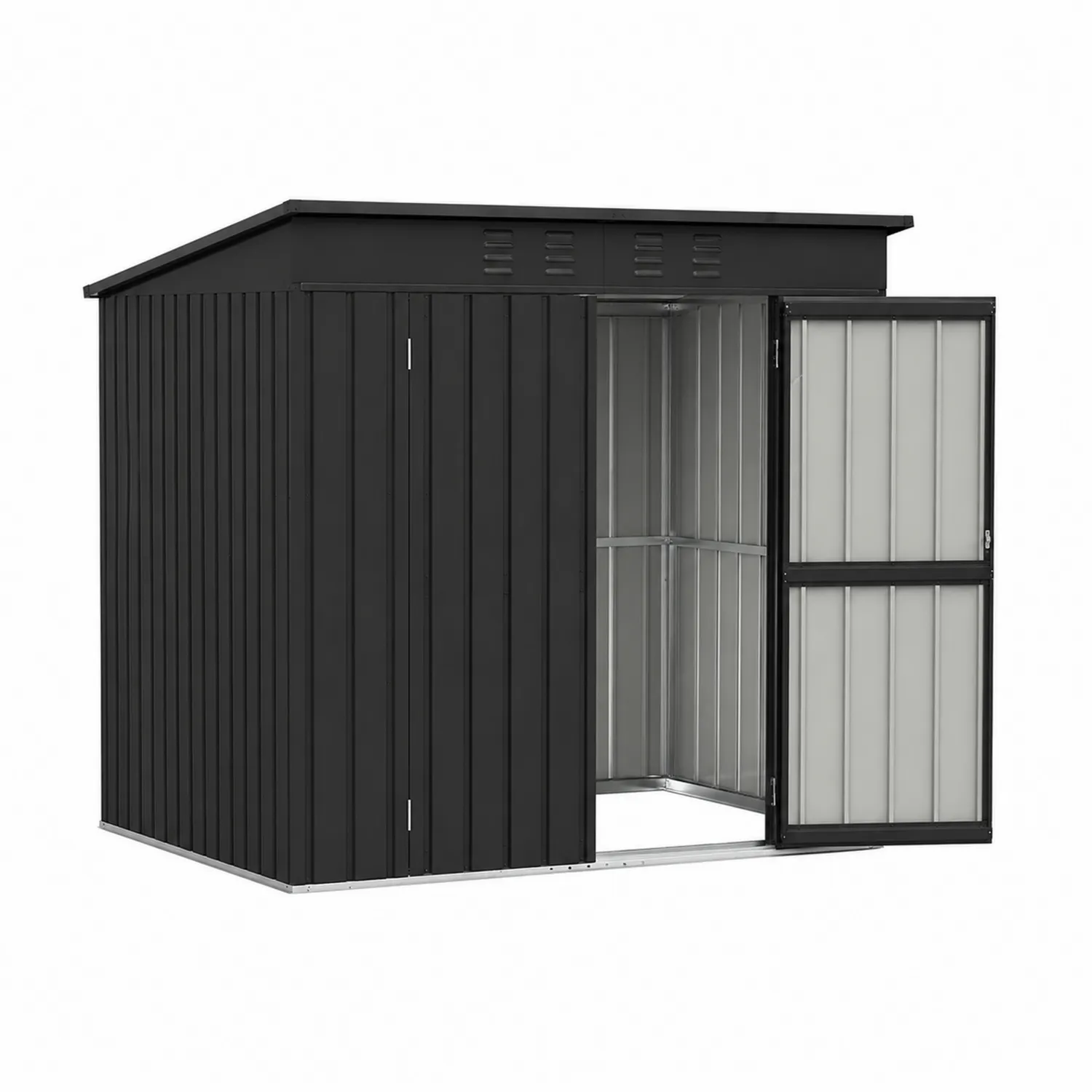 Cobertizo Metálico Negro 2 Puertas de Acero Galvanizado 213x130x173 cm