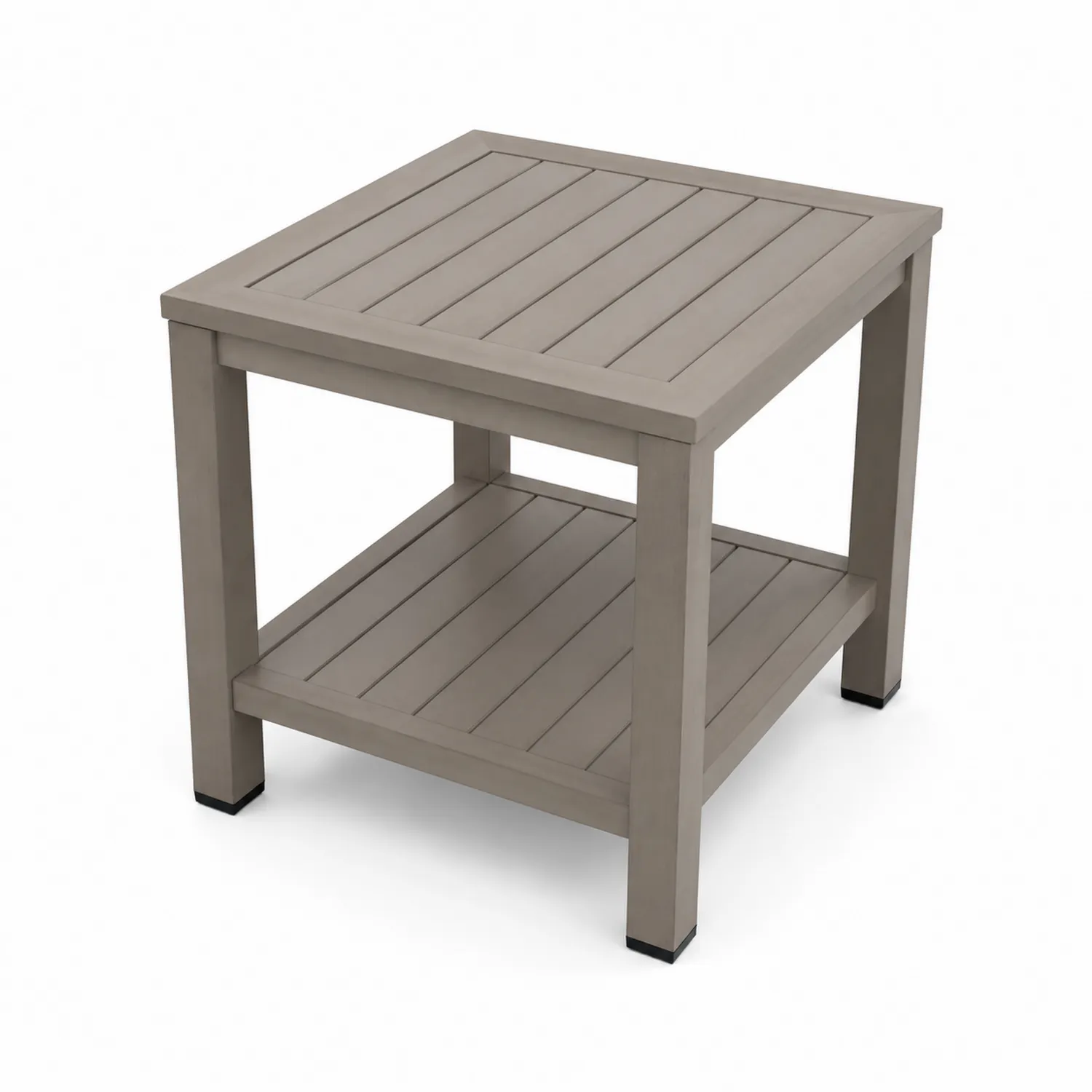 Mesa auxiliar de plástico gris con estante 45x45x50cm
