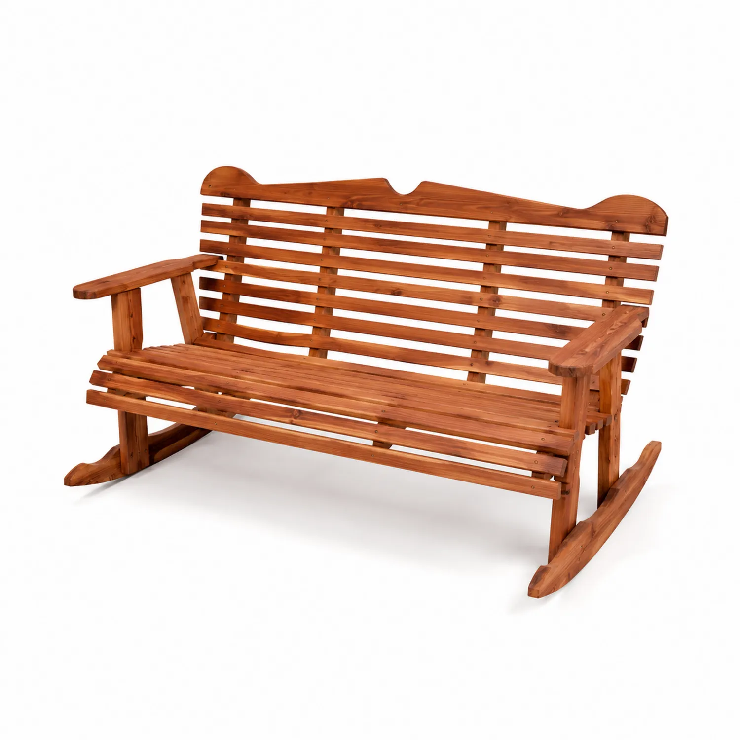Banco mecedora de madera de acacia marrón