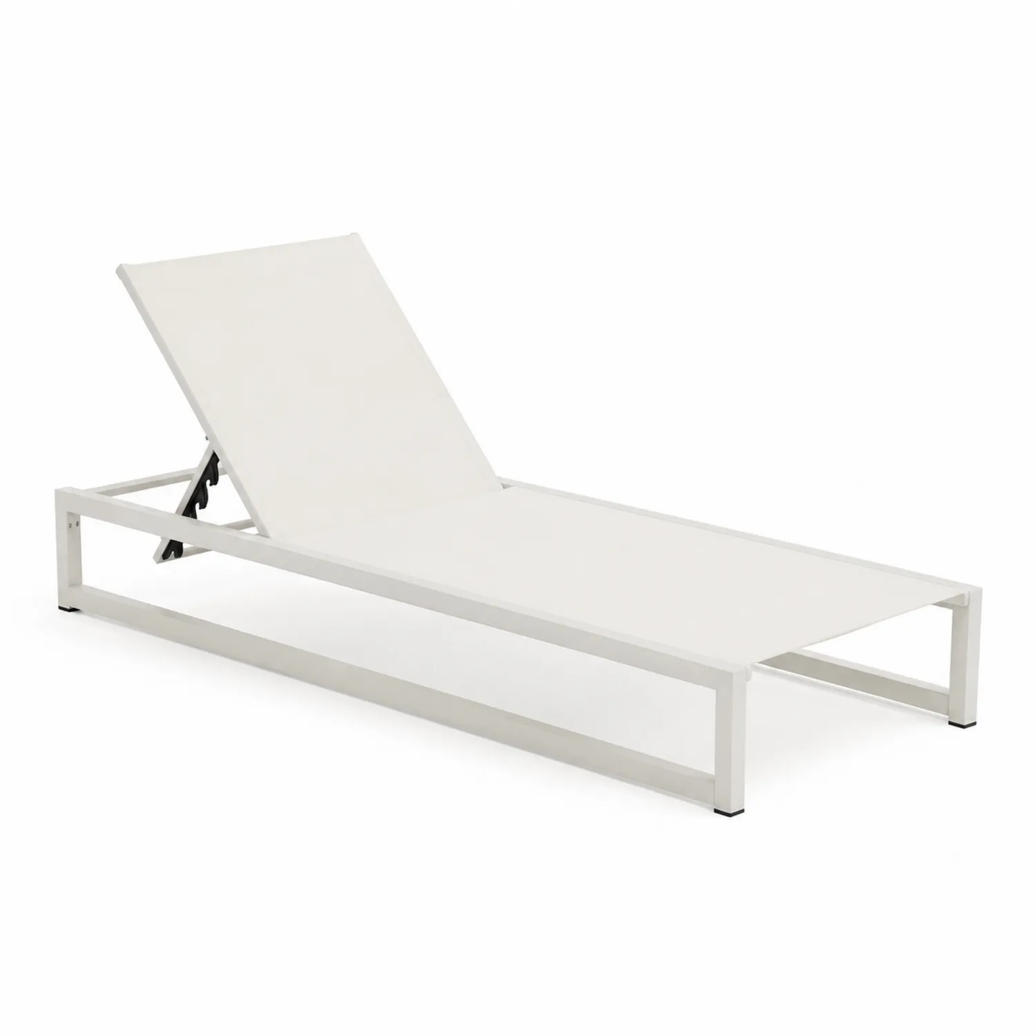 Tumbona de aluminio para exteriores blanca con respaldo ajustable