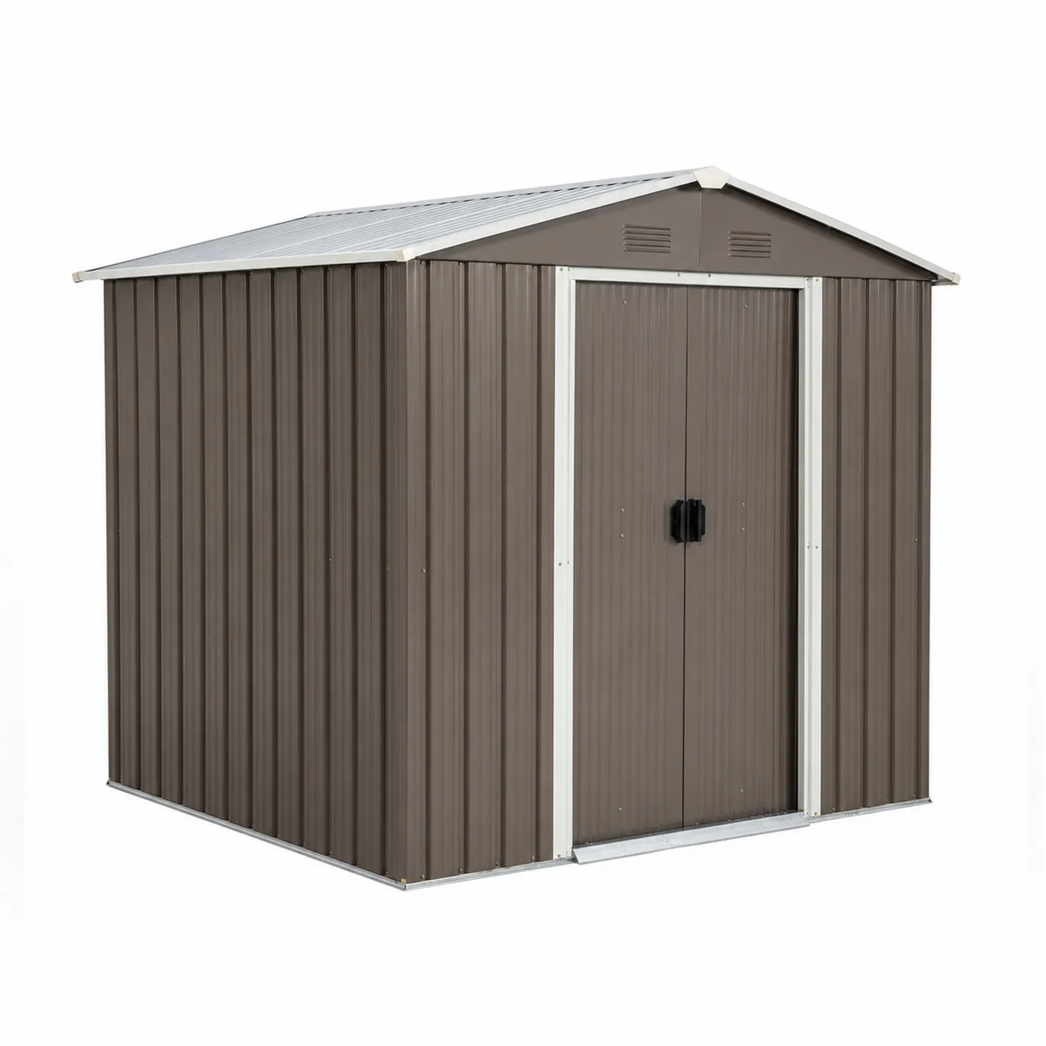 Cobertizo de acero galvanizado marrón con techo inclinado 213 cm x 130 cm x 185 cm