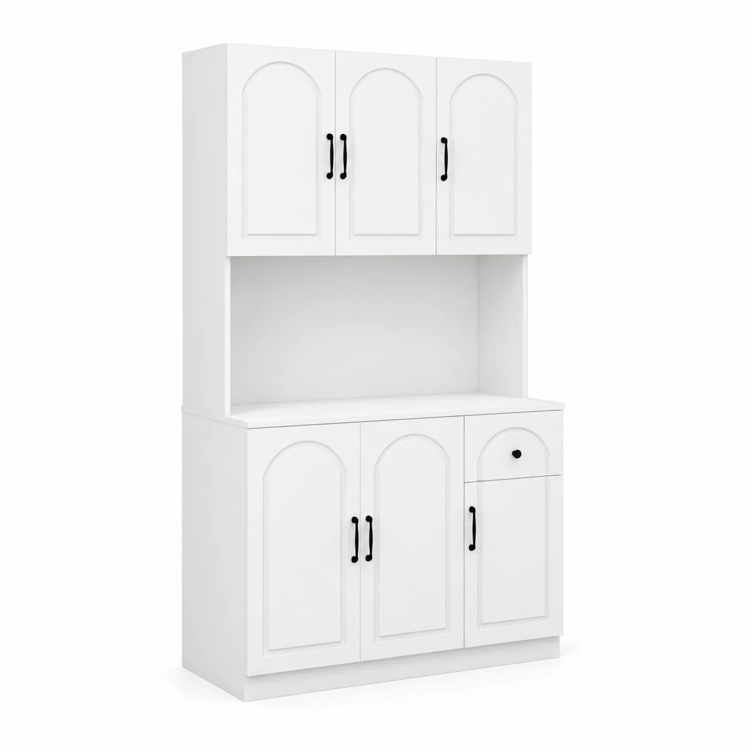 Aparador de Madera MDF Blanco con 6 Puertas y 1 Cajón