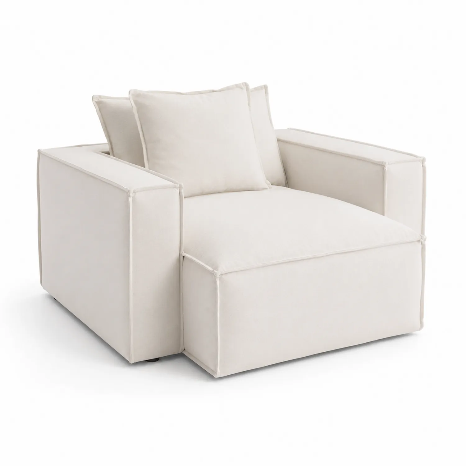 Sillón de Tela Beige con Cojines 90x90x70 cm