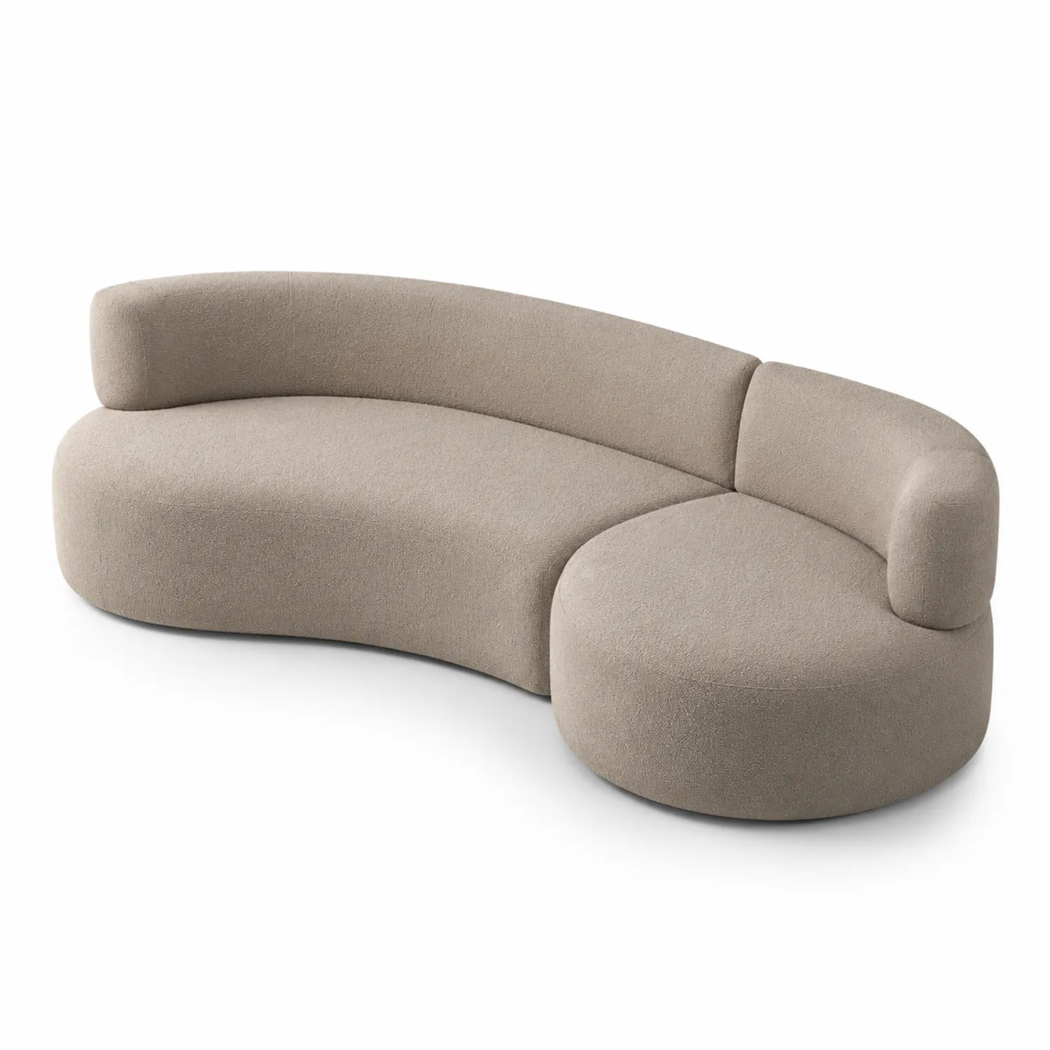 Sofá curvo en tejido de poliéster beige 300x100x75 cm