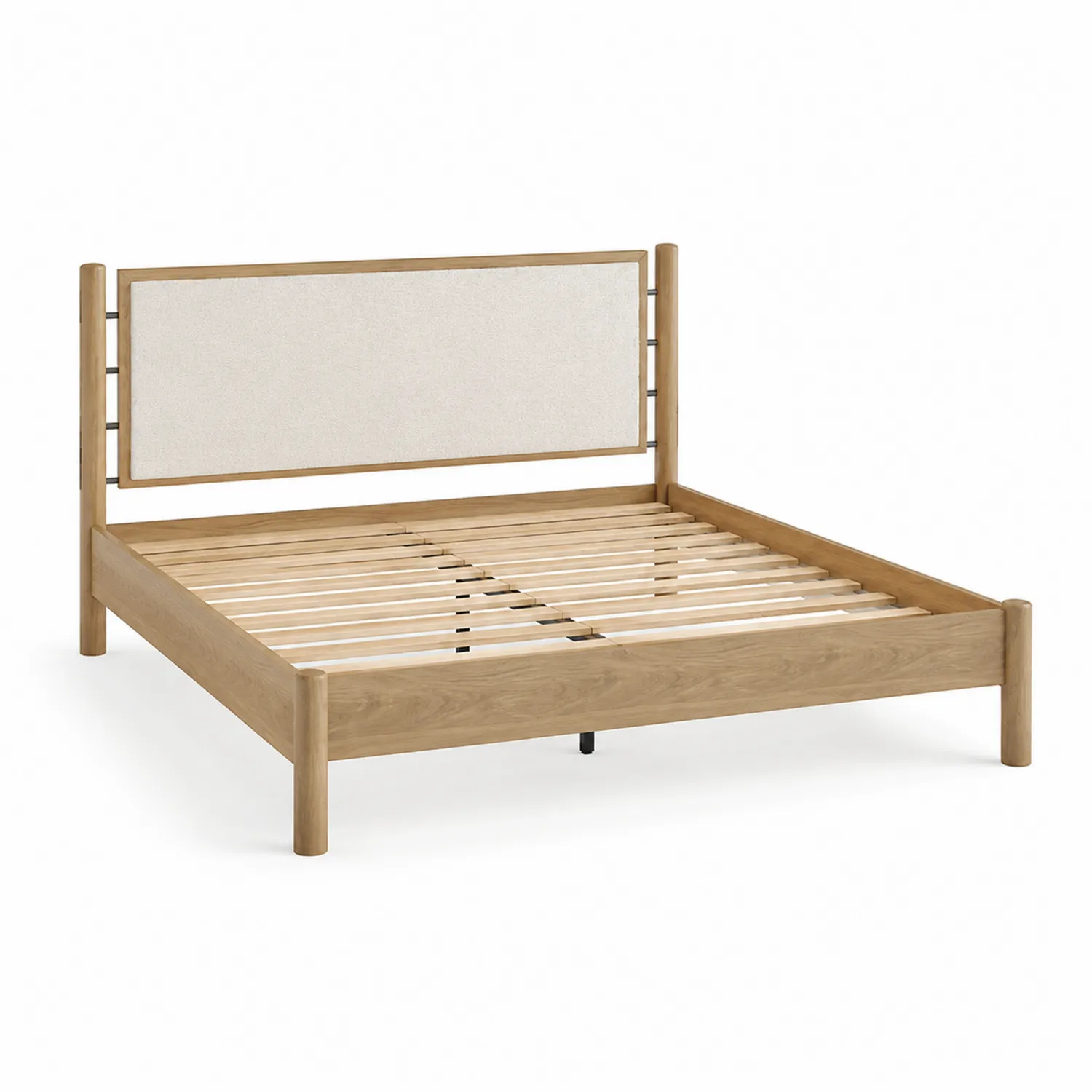 Cama de Madera y Tela Beige 200x160 cm
