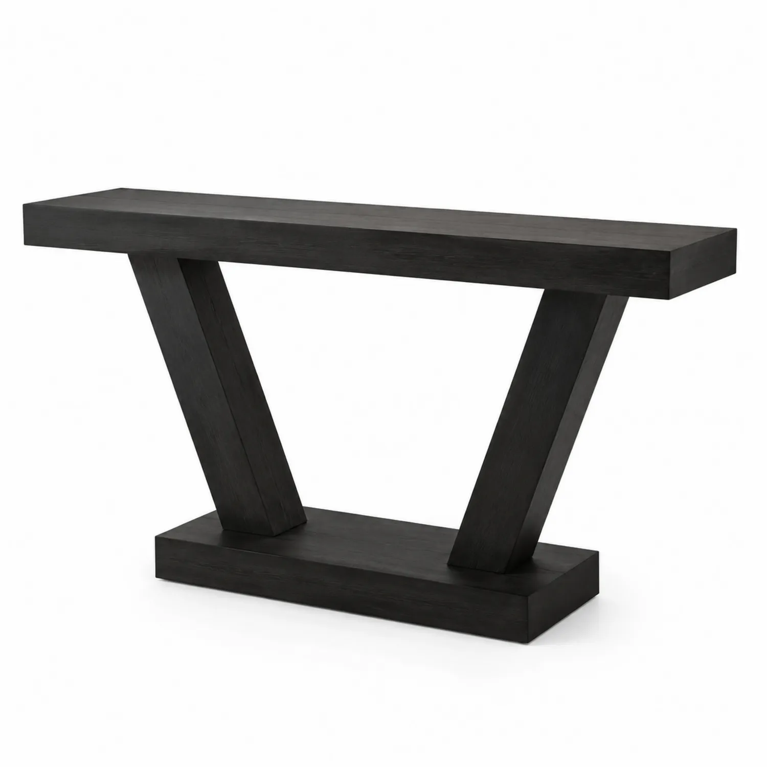 Mesa consola de madera negra con acabado macizo
