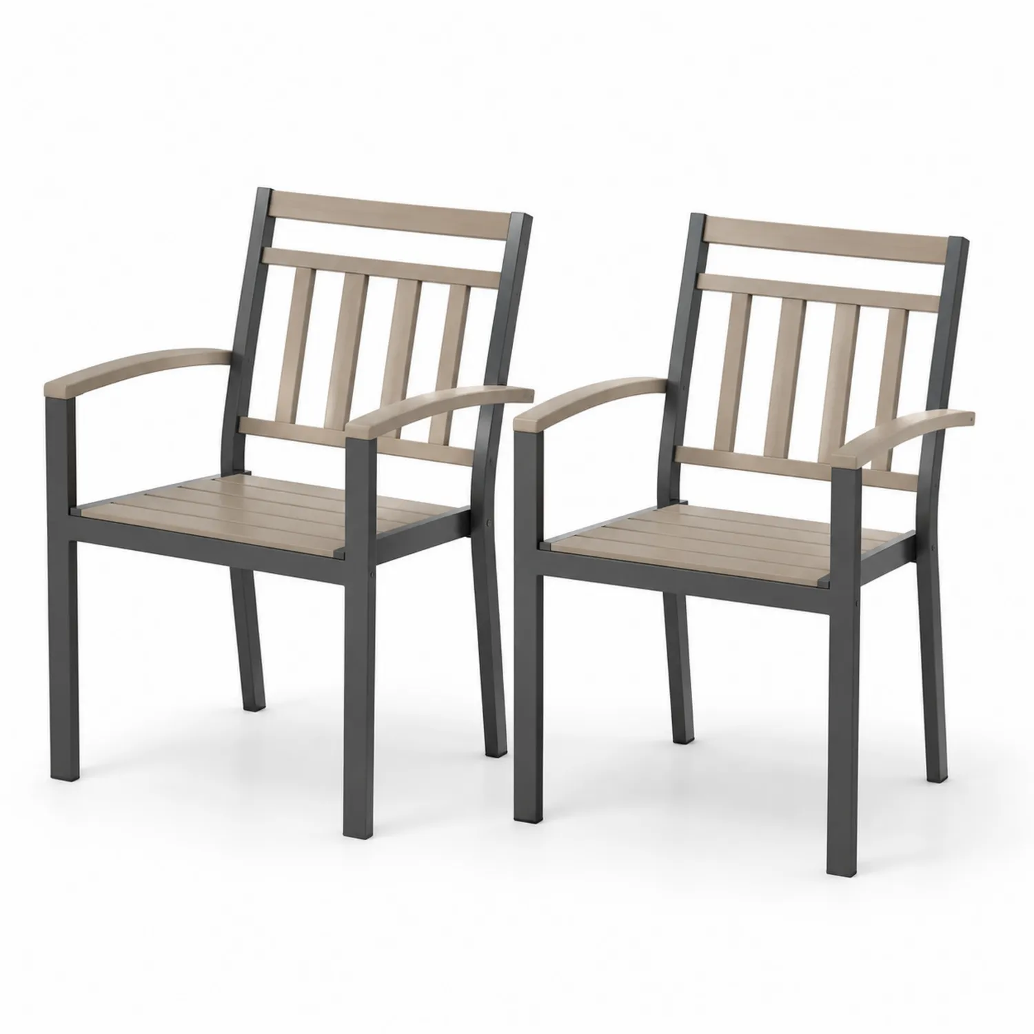 Juego de dos sillas de aluminio y madera 60x58x92 cm
