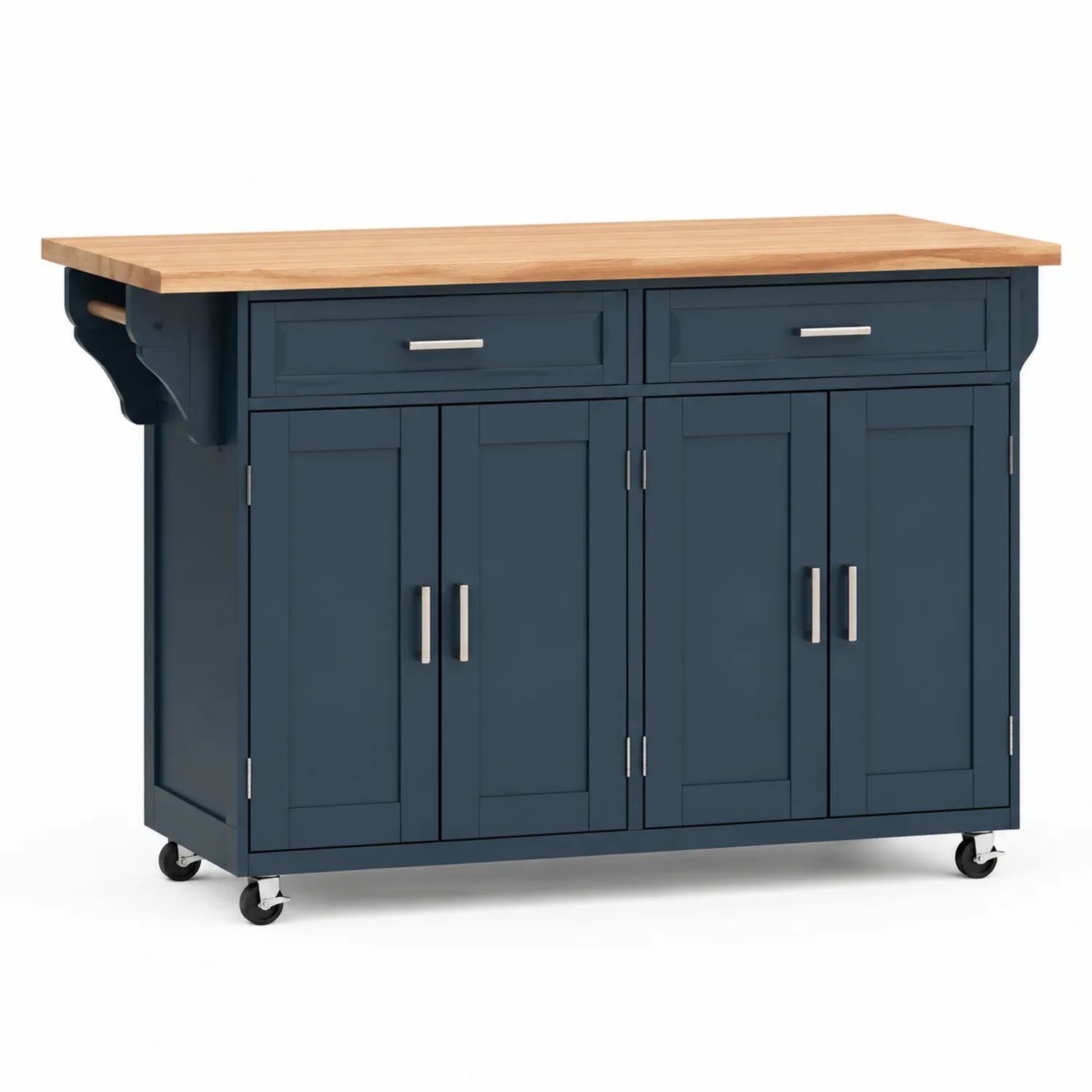 Carro de Cocina de Madera y MDF Azul Marino con Ruedas