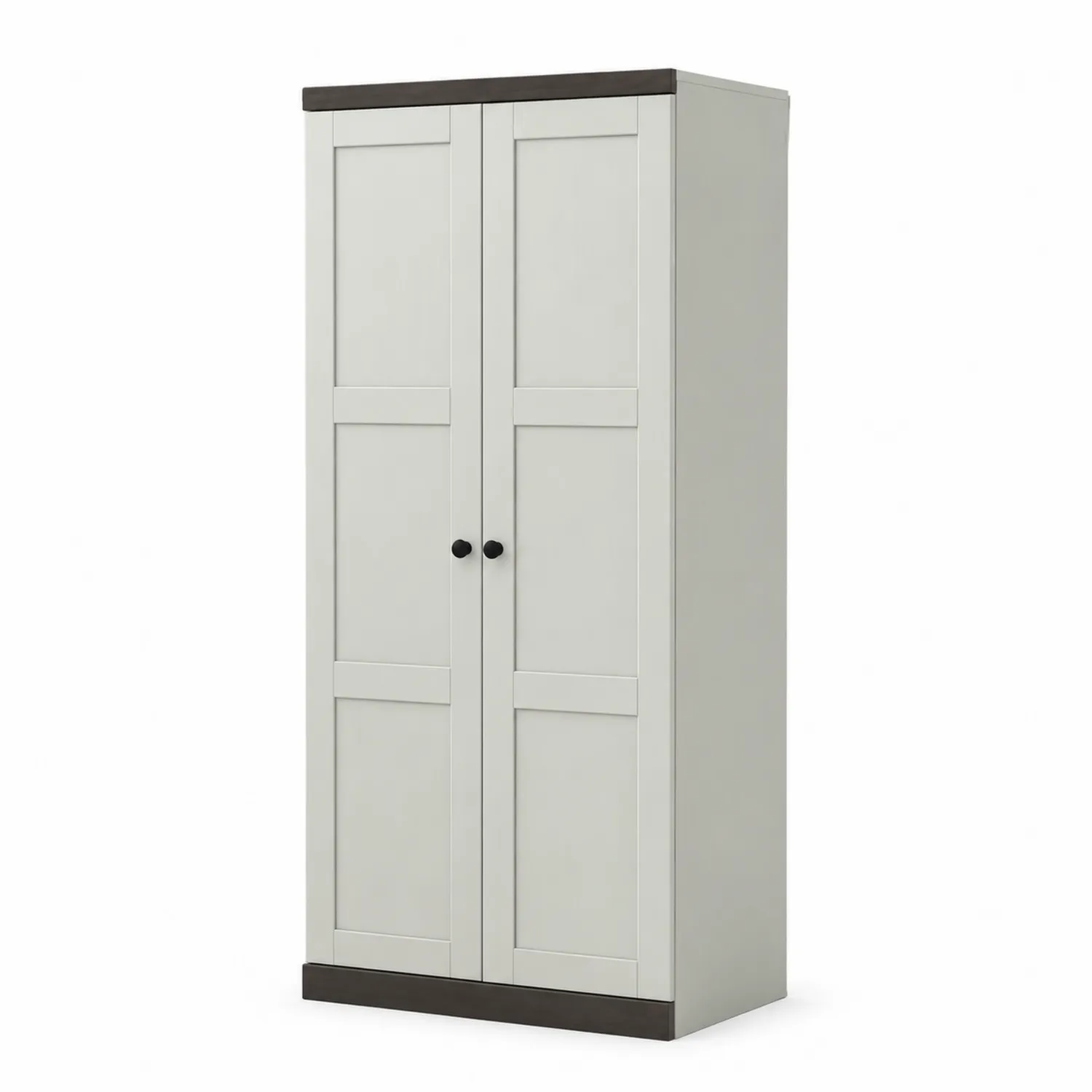 Armario de Madera Blanco y Gris Oscuro con Dos Puertas
