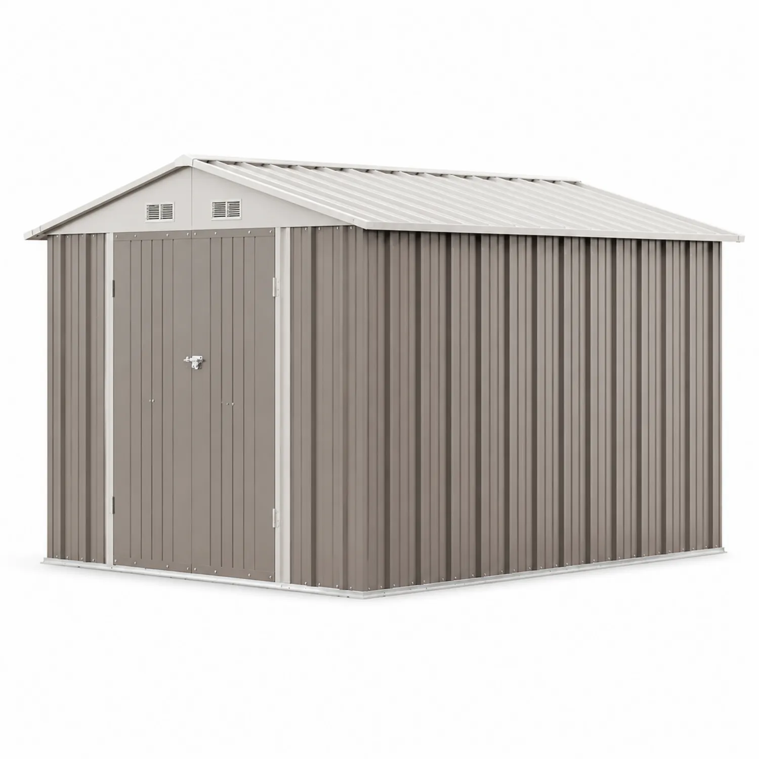 Cobertizo de acero galvanizado gris de 260x300x210 cm con puerta doble