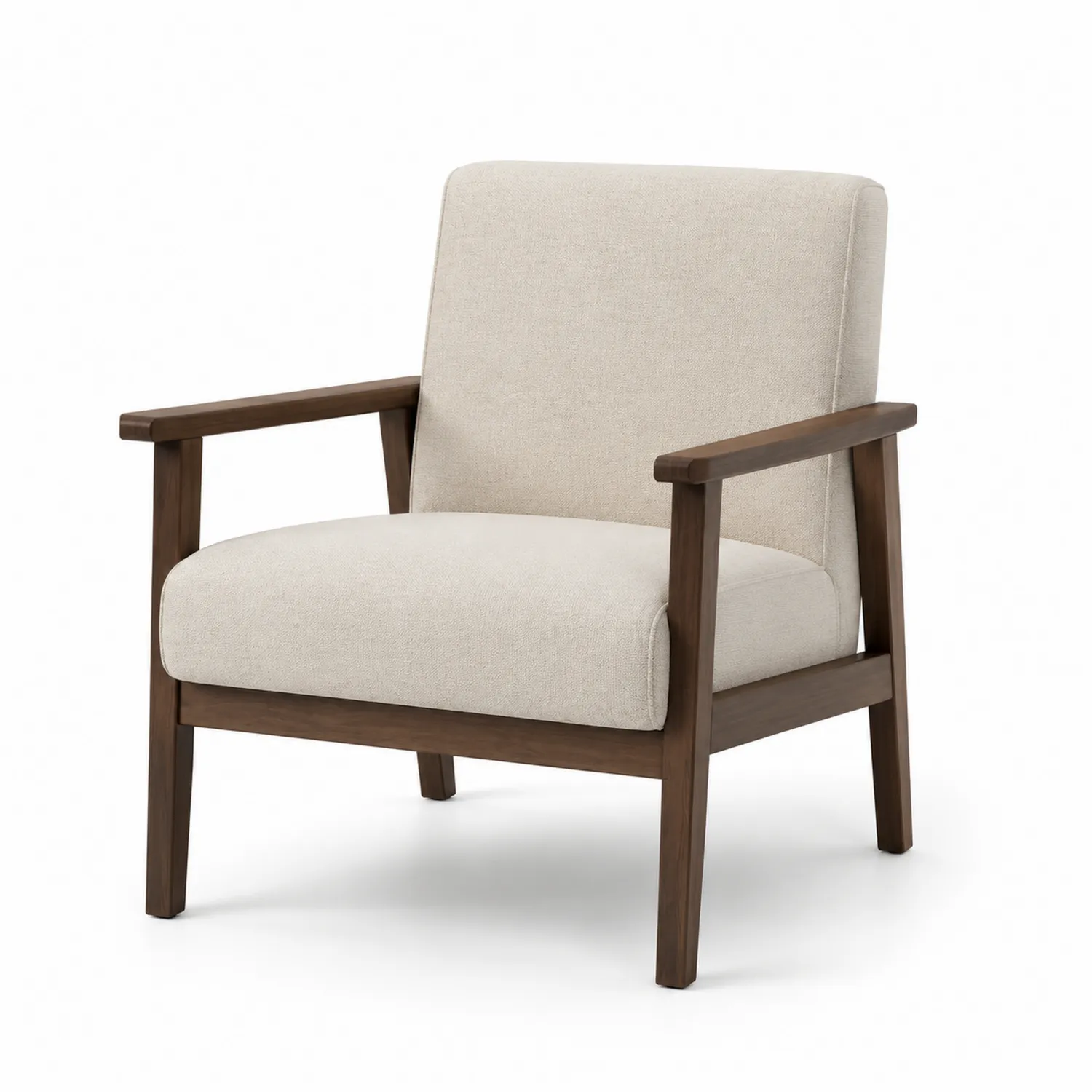 Silla de madera con tapizado en poliéster beige