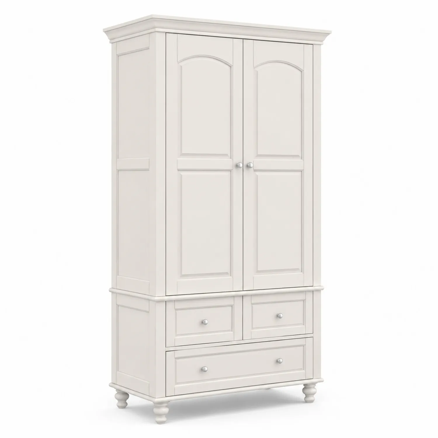Armario de Madera con Dos Puertas y Tres Cajones Blanco