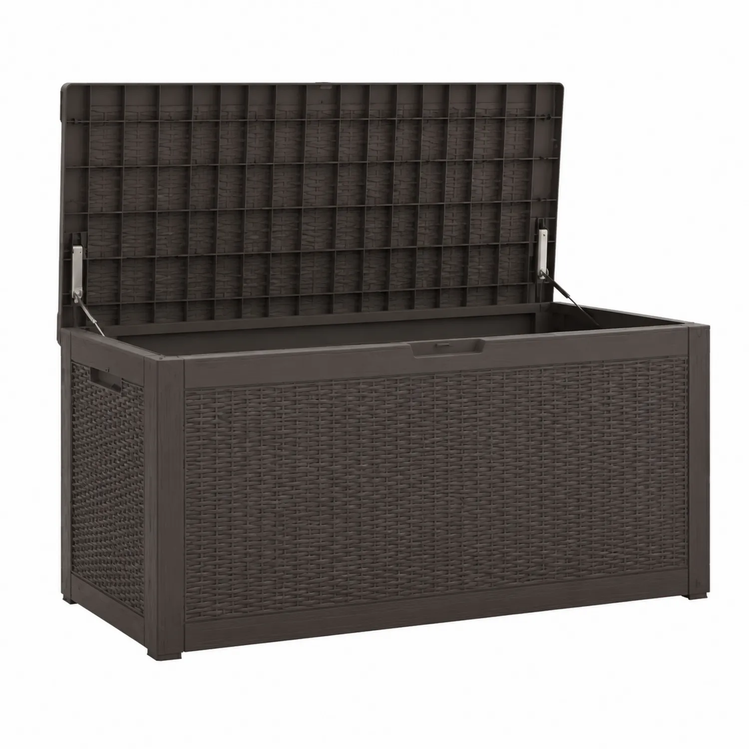 Baúl de Almacenamiento de Plástico Marrón con Diseño de Ratán 120x56x64 cm